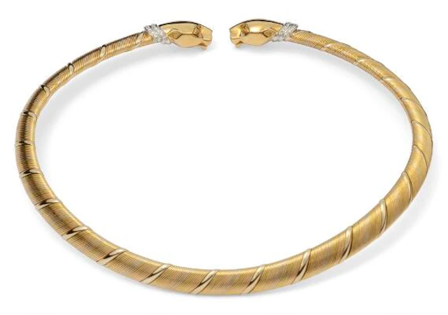 Cartier: A "Panthère" neck ring set with brilliant-cut diamonds, mounted