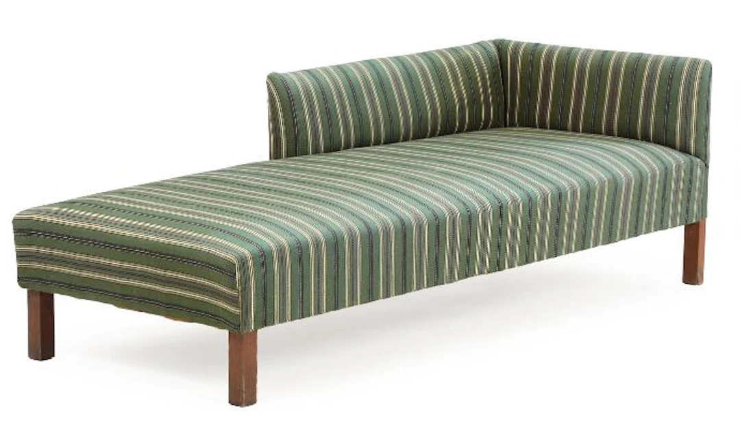 Danish furniture design: Daybed with patinated oak legs, upholstered