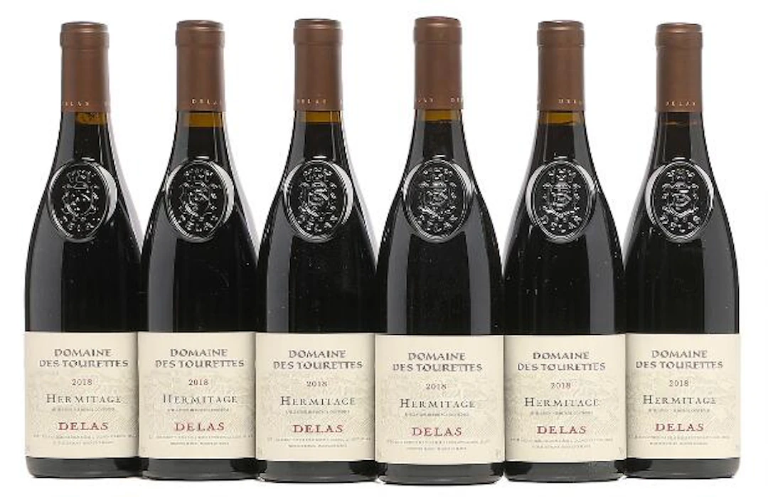 6 bts. Hermitage, "Domaine des Tourettes", Delas Freres 2018 A (hf/in).