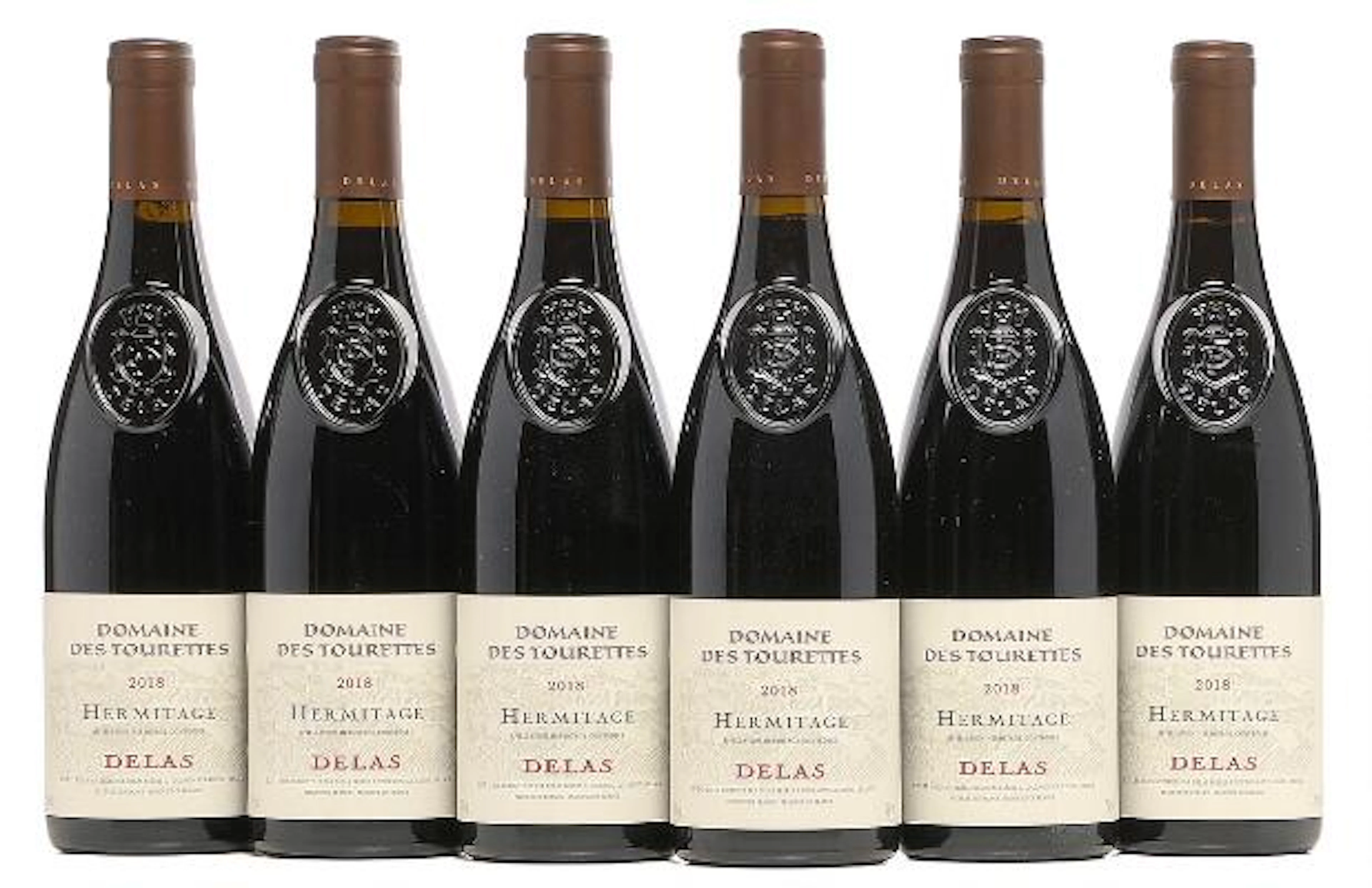 6 bts. Hermitage, "Domaine des Tourettes", Delas Freres 2018 A (hf/in).