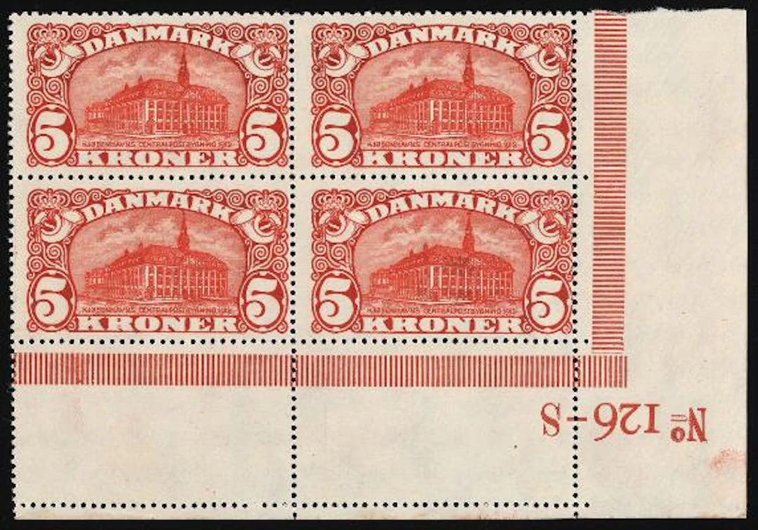 1915. General Post Office. 5 Kr. brown red, perf. 14, wmk. IV Crosses.