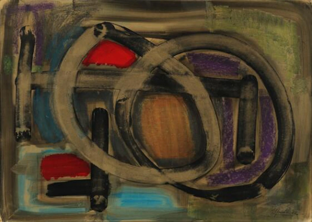 Robert Jacobsen: Composition, 1962. Signed Rob. Jacobsen. Mixed media