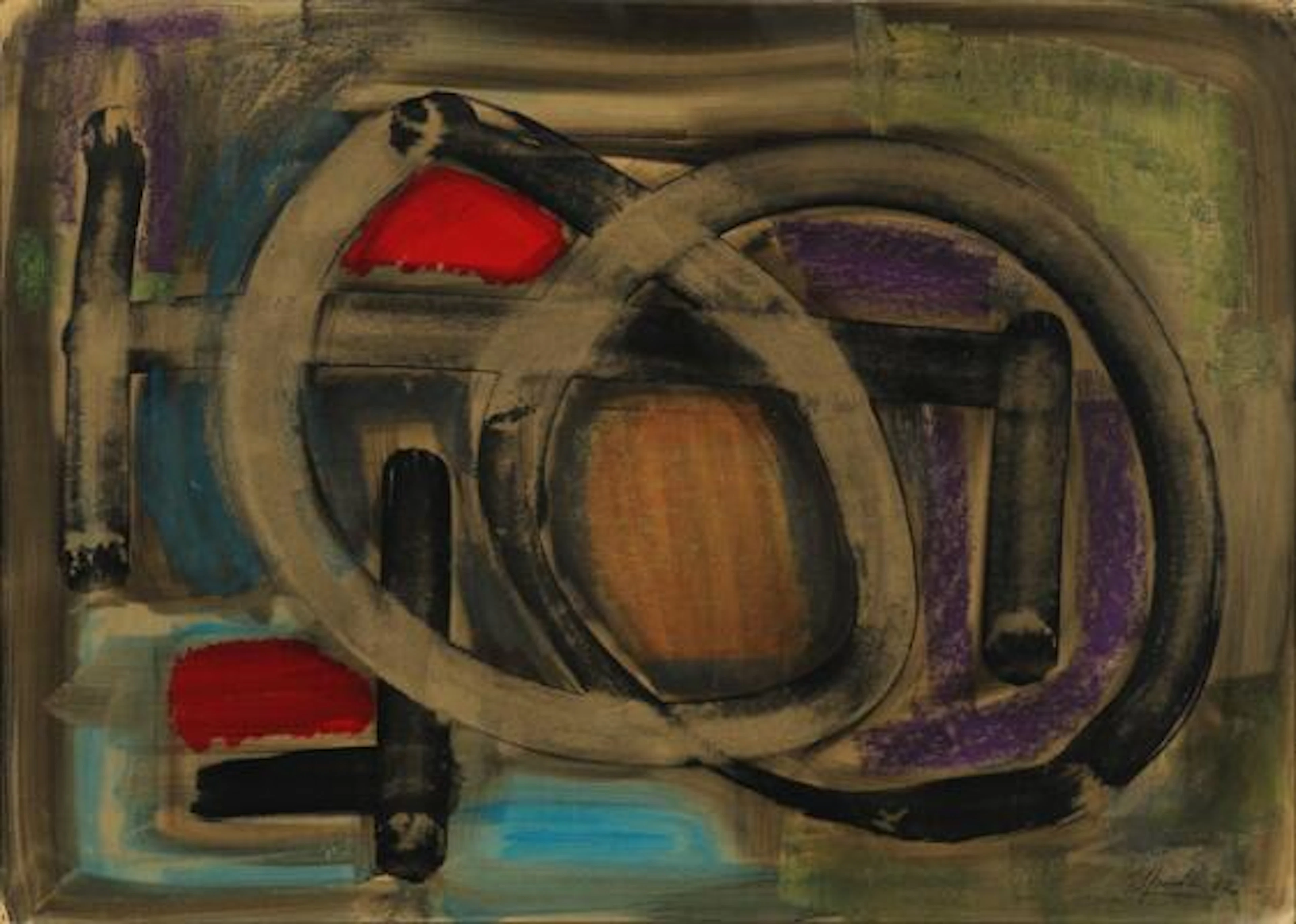 Robert Jacobsen: Composition, 1962. Signed Rob. Jacobsen. Mixed media