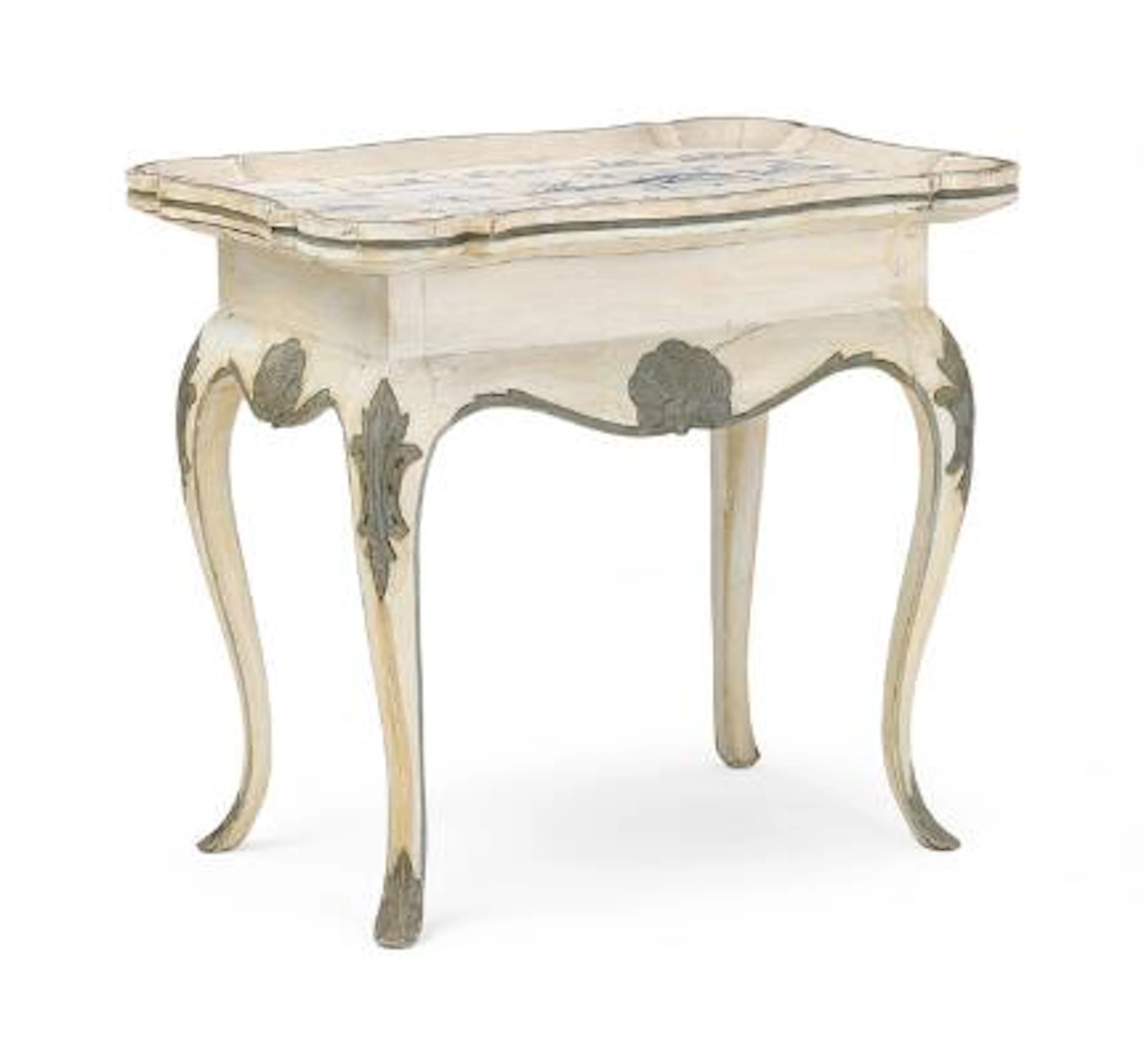 A Danish tile table of painted wood. Tiles c. late 18th century. The