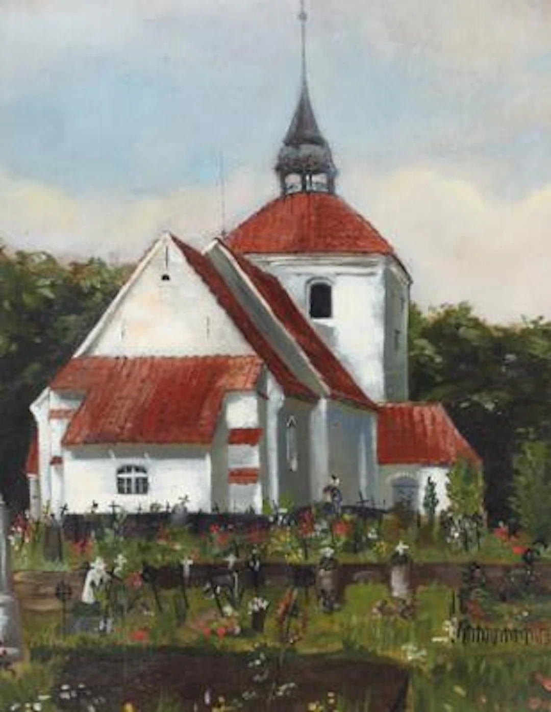 Unknown painter, early 20th century: Scenery from Oksbøl Church. Unsigned.