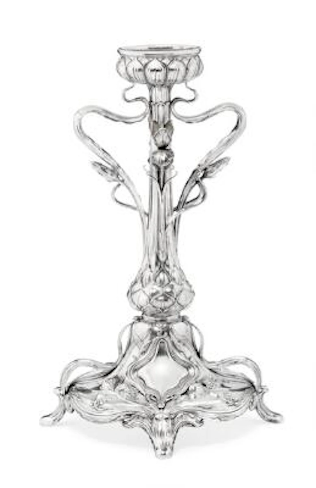Koch & Bergfeld: German Jugendstil block vase in silver. Bremen c.