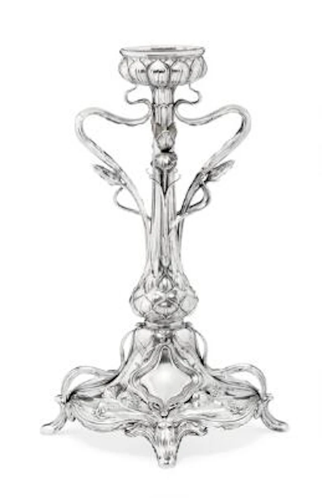Koch & Bergfeld: German Jugendstil block vase in silver. Bremen c.