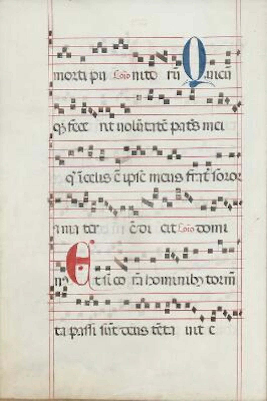 Antiphonal leaf with rubricated initials. Ca. mid 15th-century. Doublesided