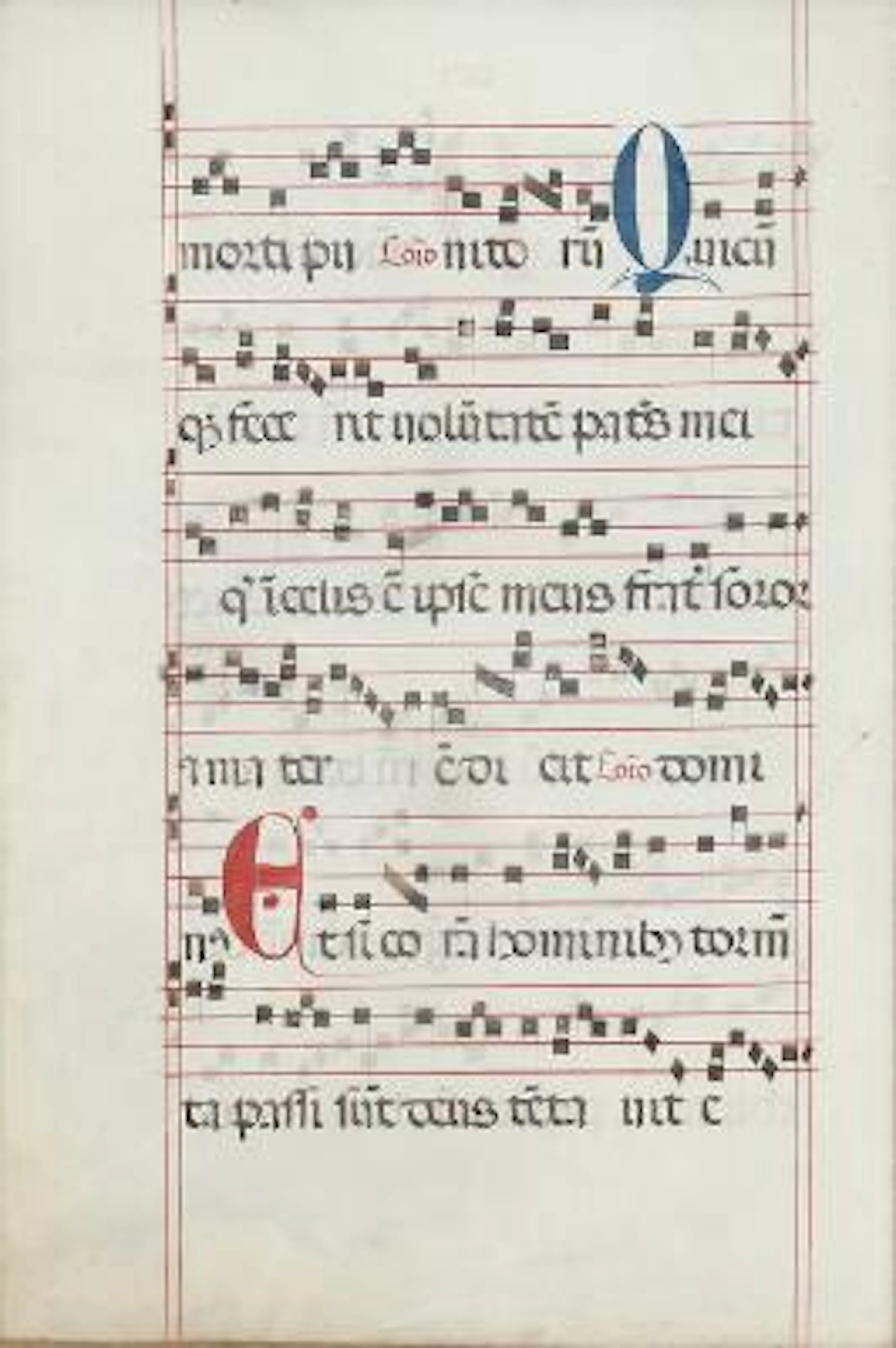 Antiphonal leaf with rubricated initials. Ca. mid 15th-century. Doublesided