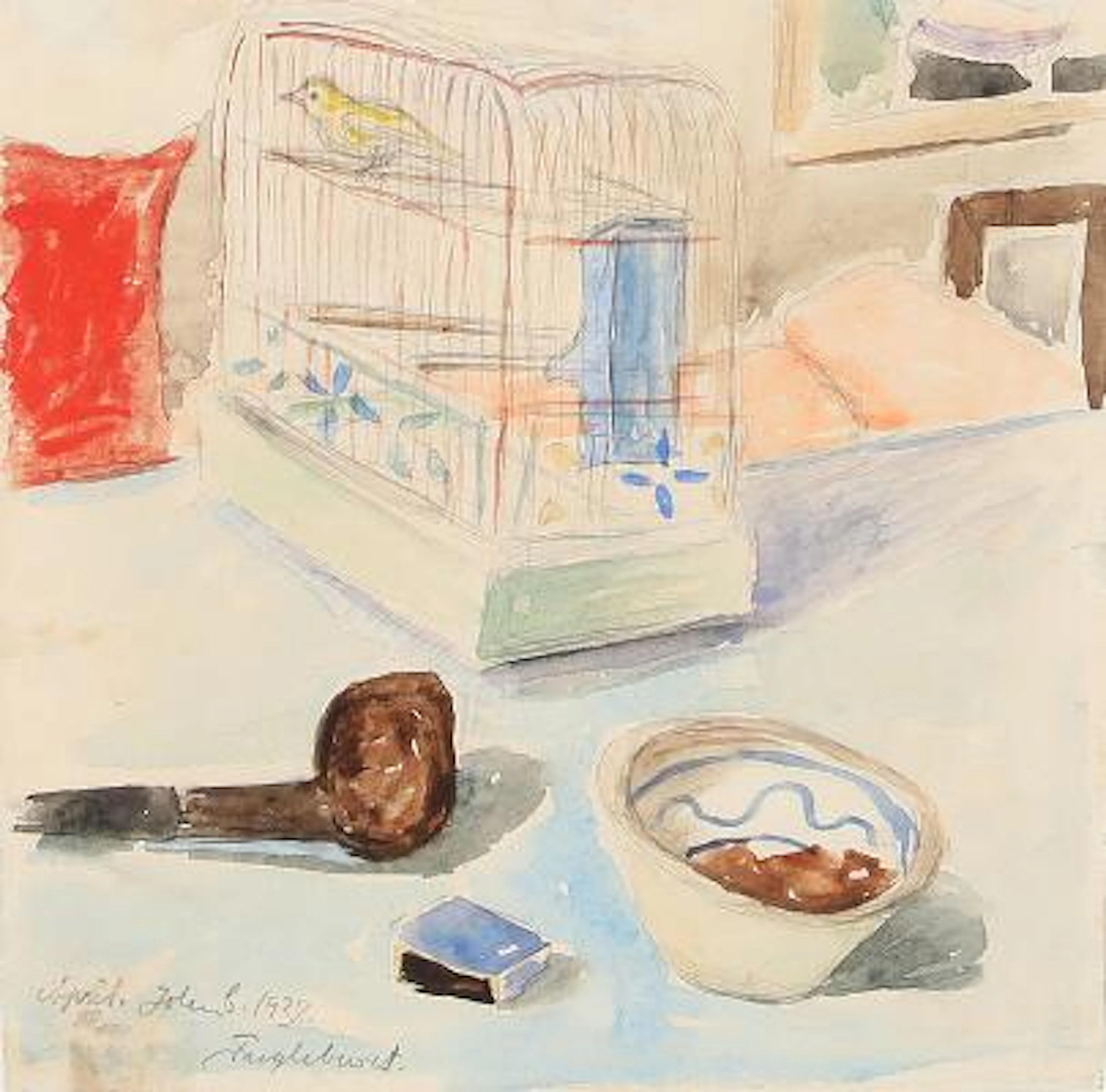 John Christensen: "Fugleburet" (the bird cage), 1938. Signed. Water