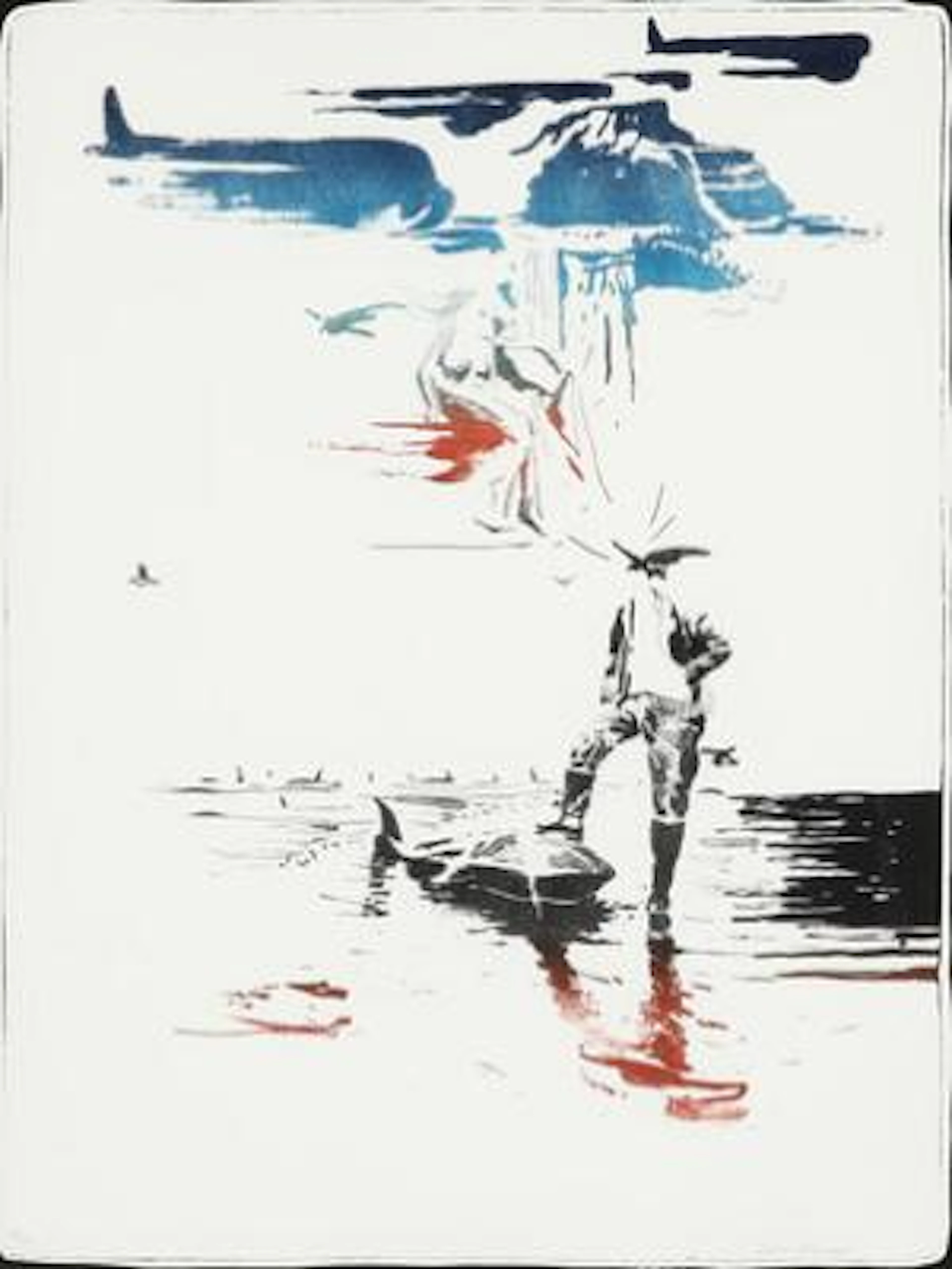 John Kørner: "Whale killing project". Signed John Kørner, 8/32. Lithograph