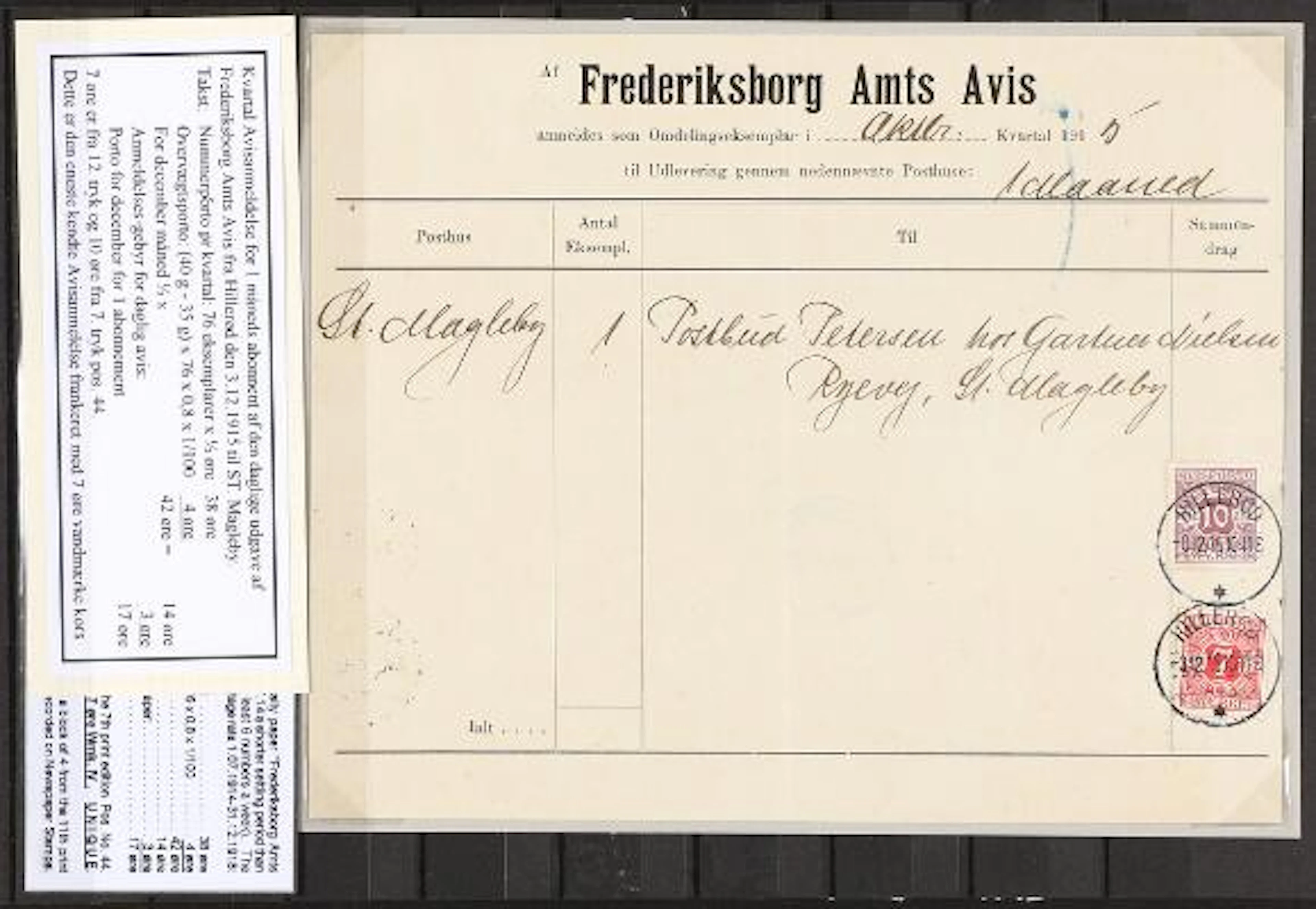 Newspaper. 1914. 7 Øre, red and 10 Øre, violet, both perf. 14, wmk.