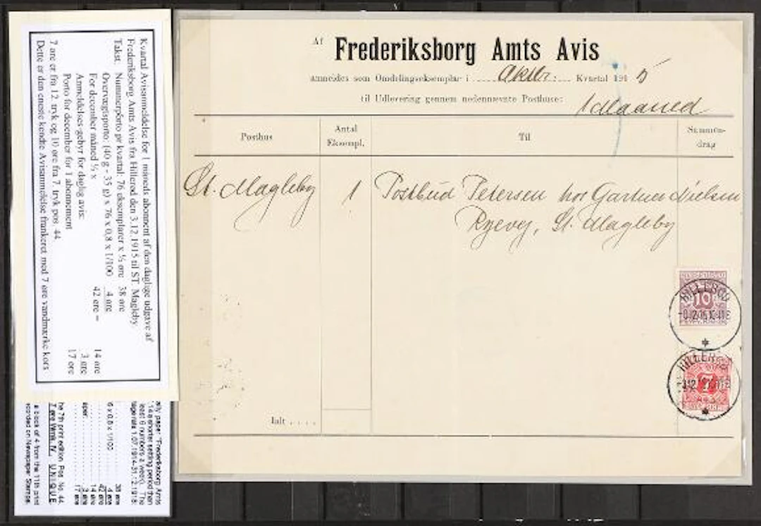 Newspaper. 1914. 7 Øre, red and 10 Øre, violet, both perf. 14, wmk.