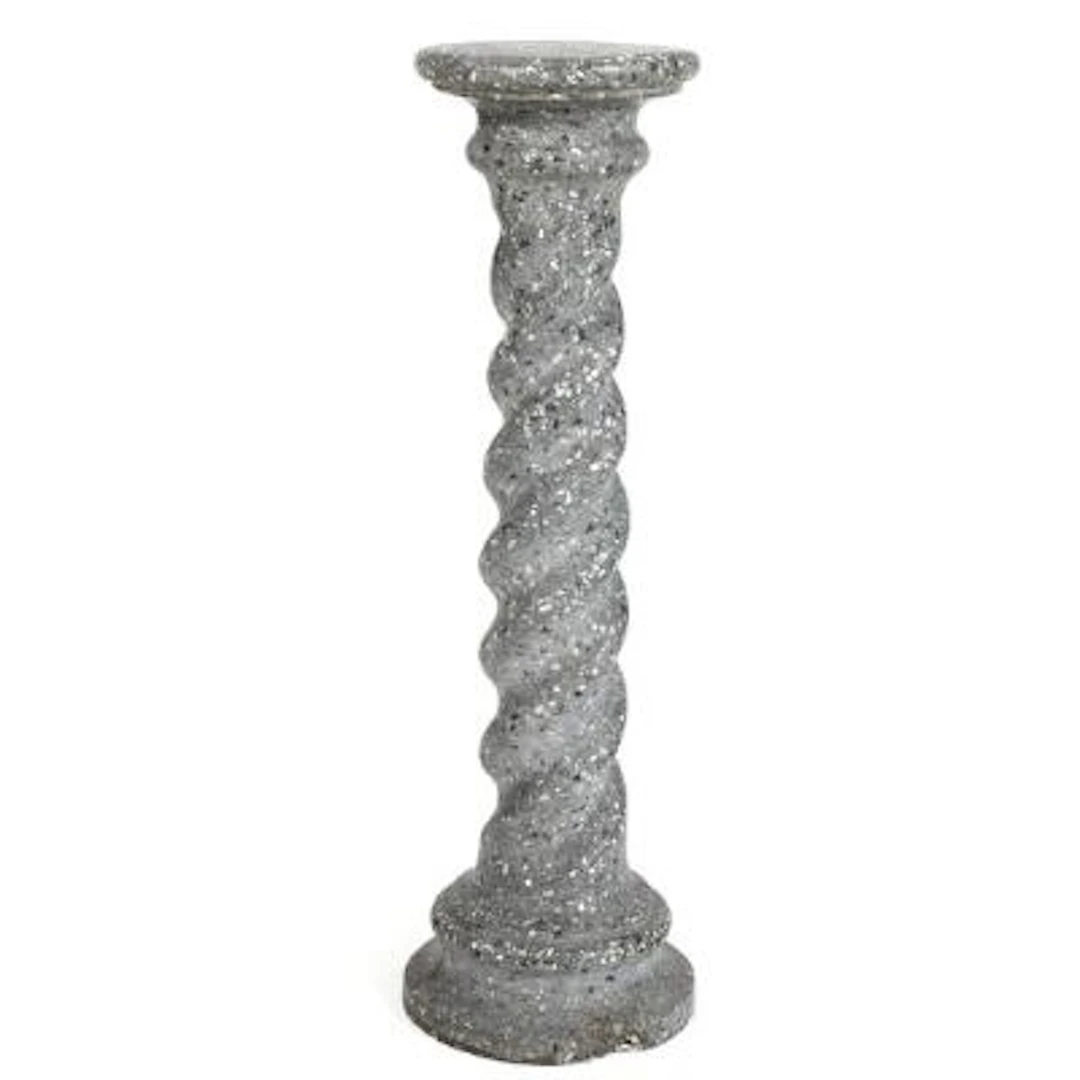 A twisted grey terrazzo stone column. 20th century. H. 98. Diam. 28