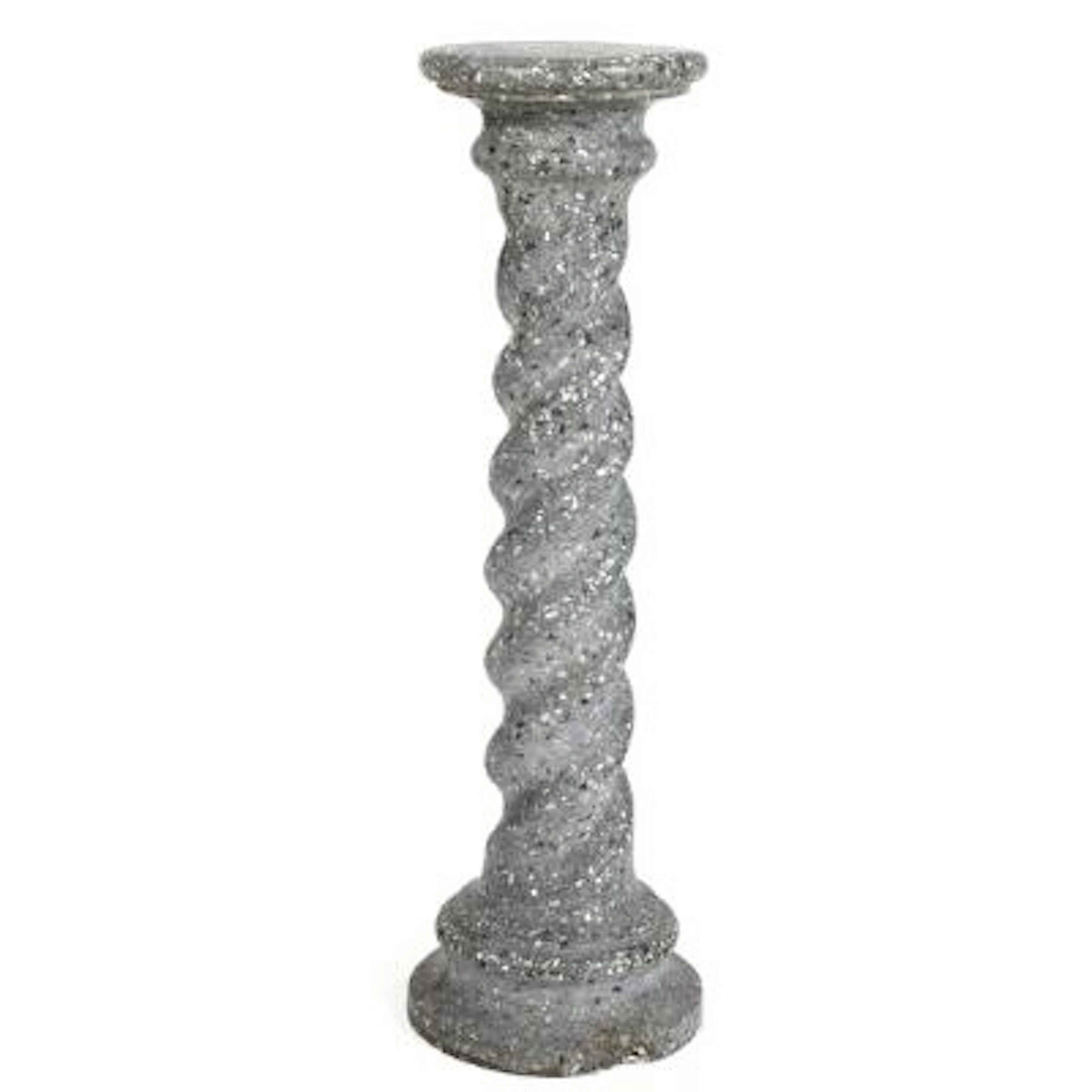 A twisted grey terrazzo stone column. 20th century. H. 98. Diam. 28