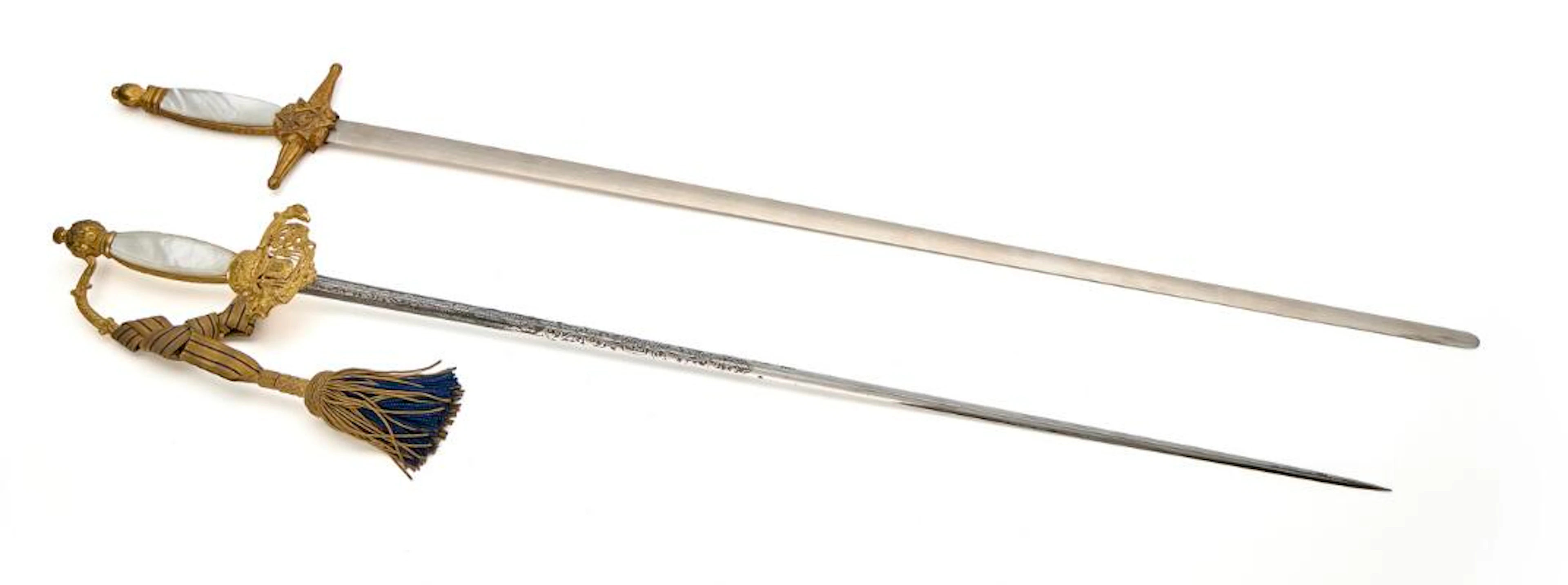 Danish civil service sword and lodge sword – both in scabbards. –