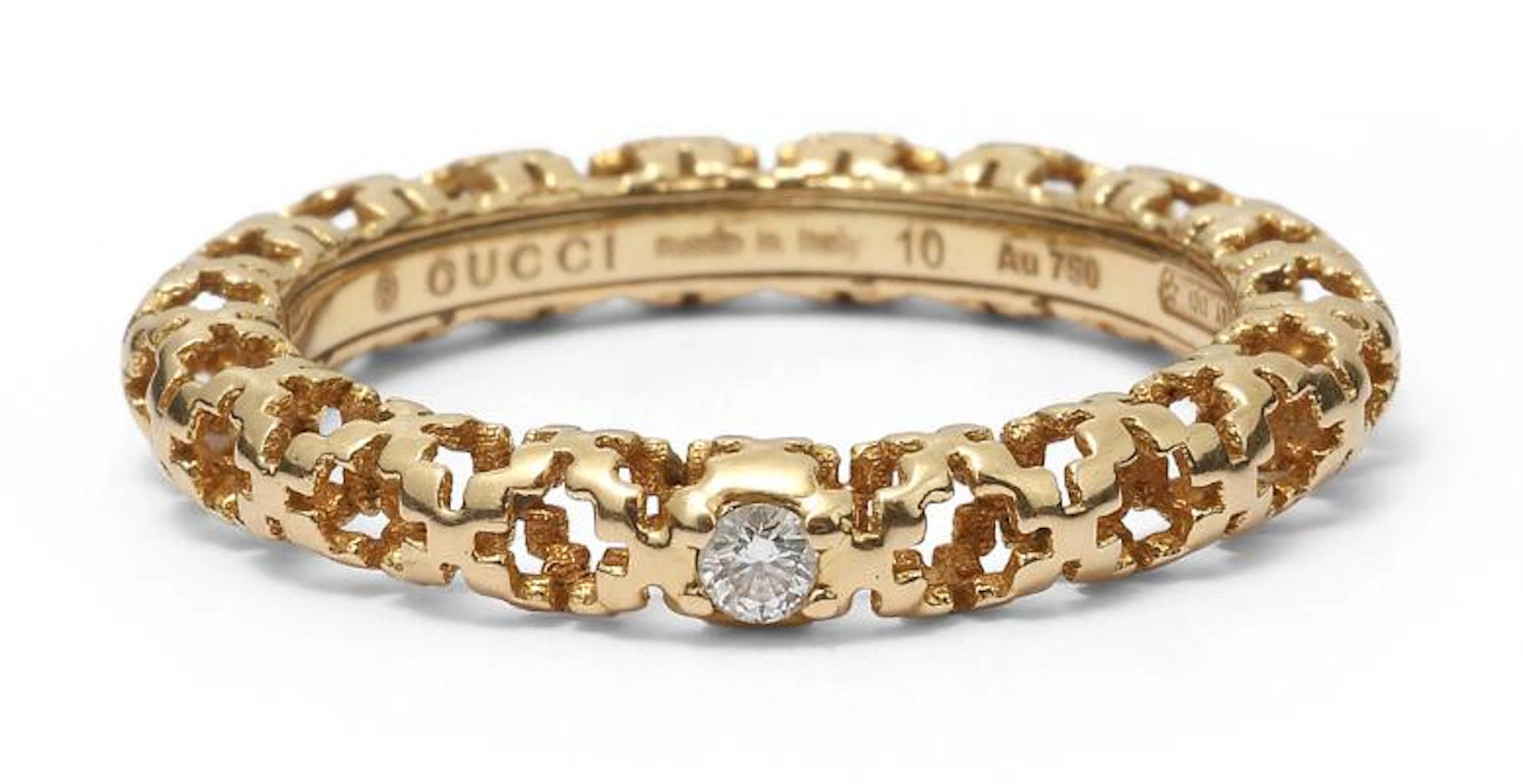 Gucci: A "Diamantissima" diamond ring set with a diamond, mounted
