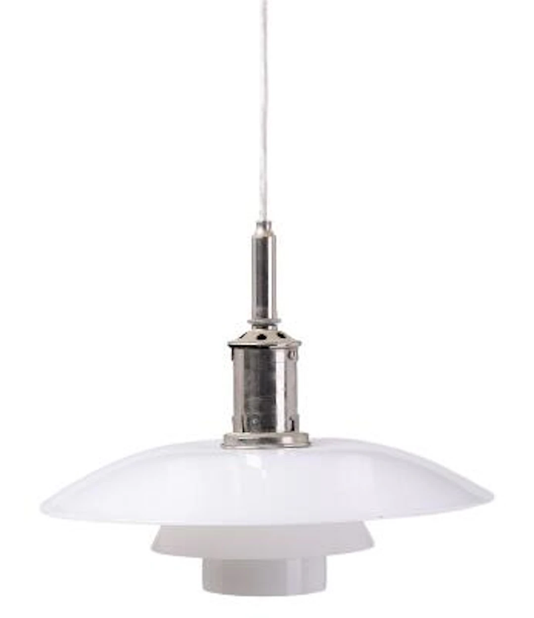 Poul Henningsen: "PH-4/3". Pendant with nickel plated metal socket