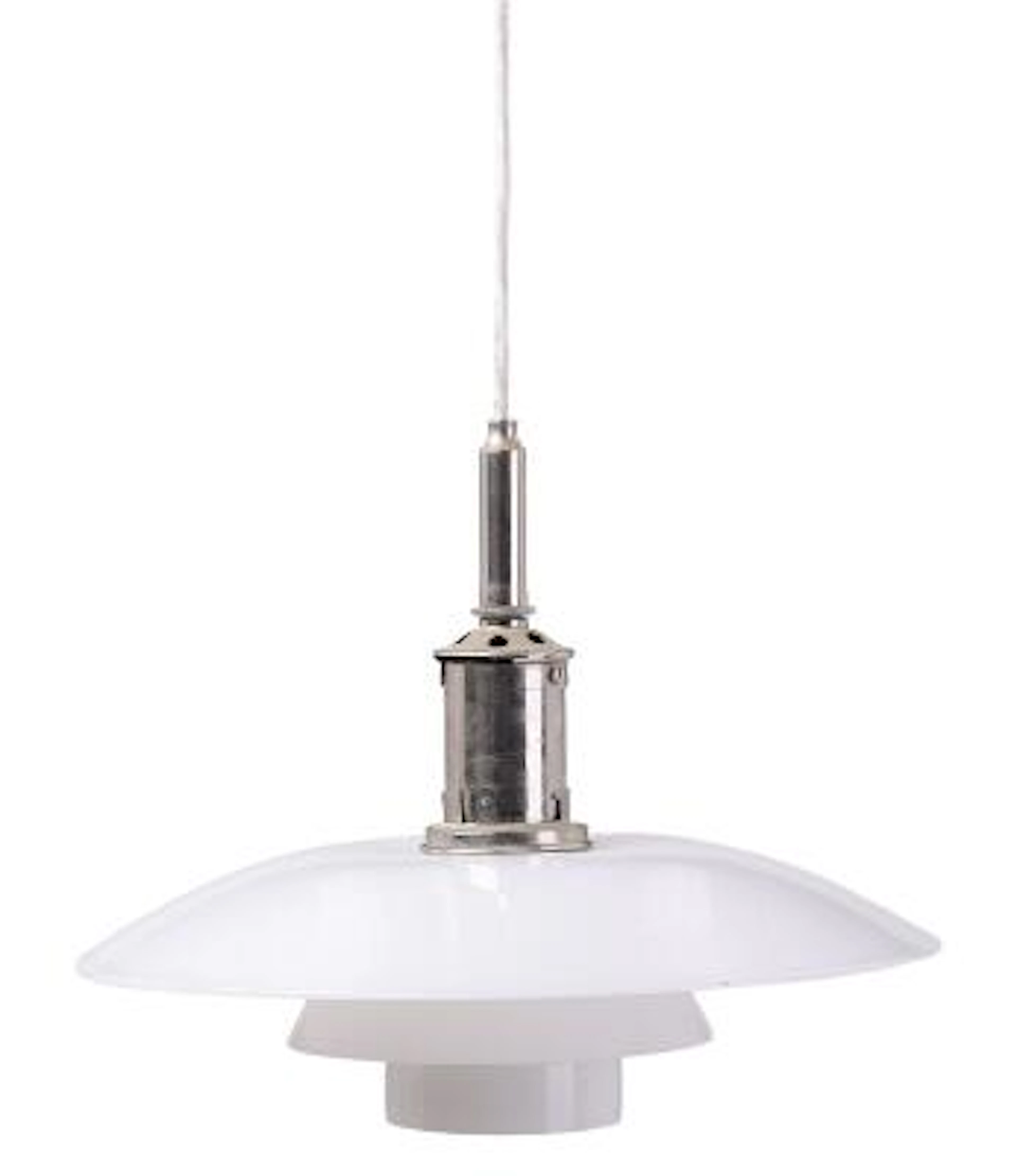 Poul Henningsen: "PH-4/3". Pendant with nickel plated metal socket