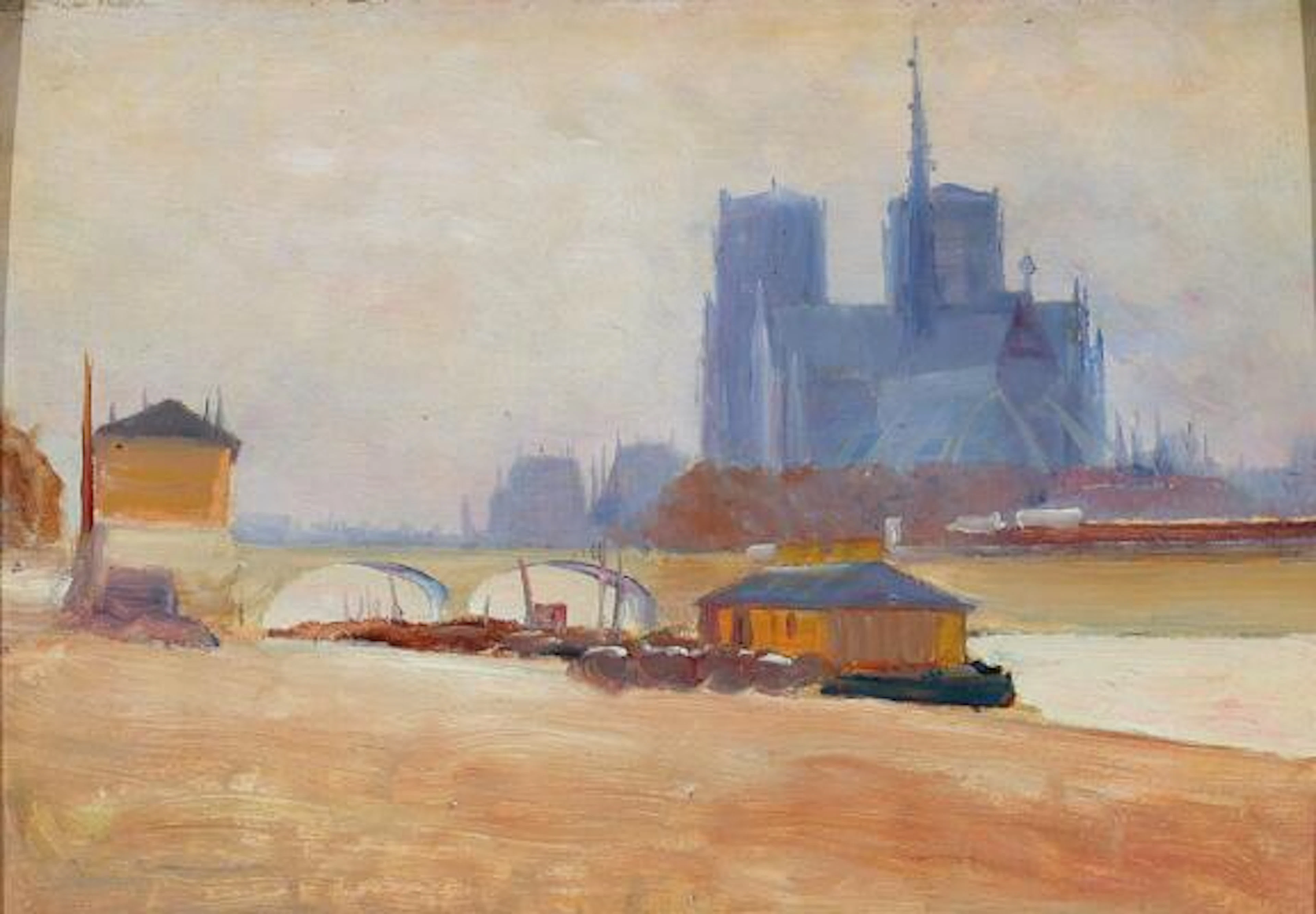 Danish painter, around 1900: A view of the Seine facing Notre Dame.