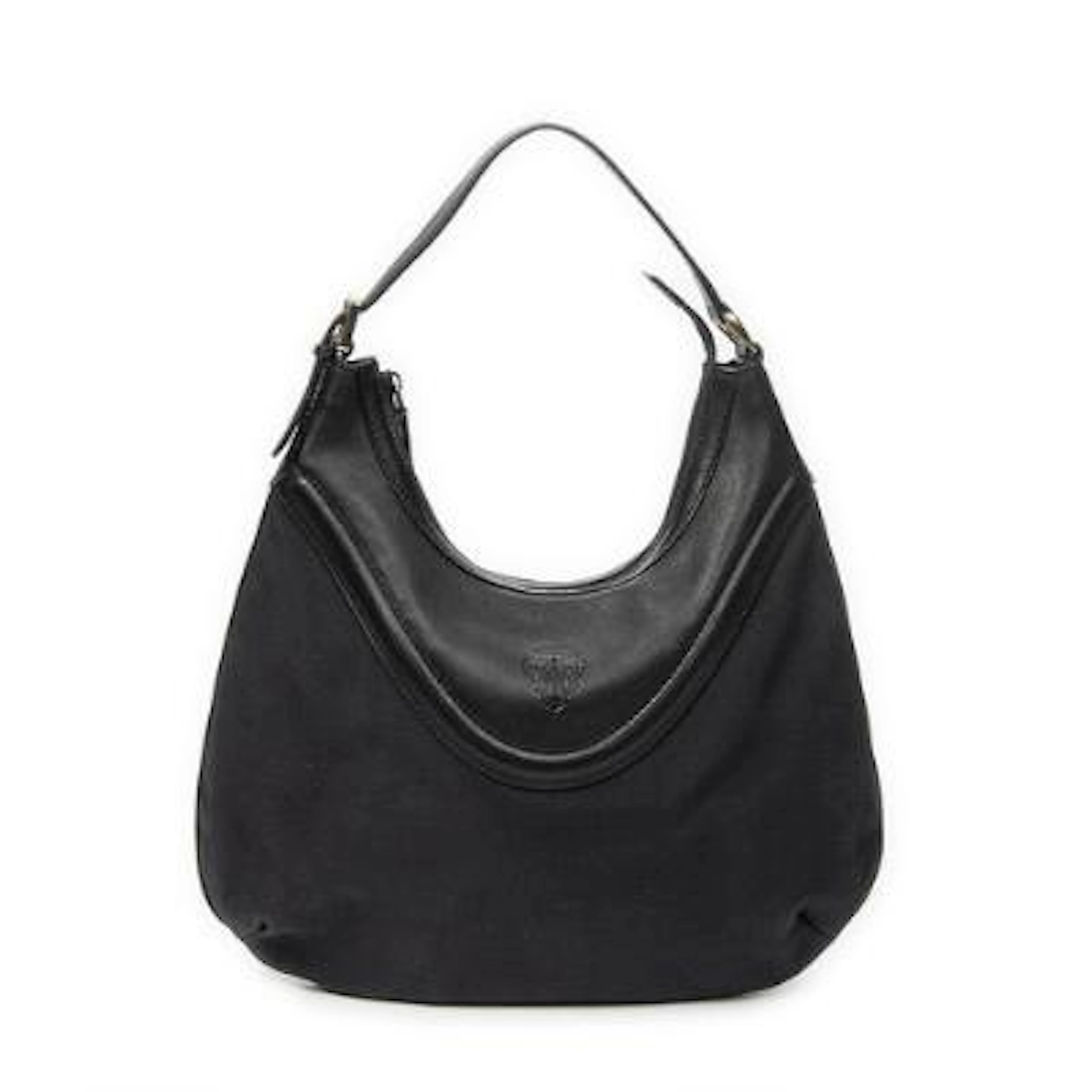 Gucci: A "Hysteria Crest Hobo" bag in black canvas with black leather