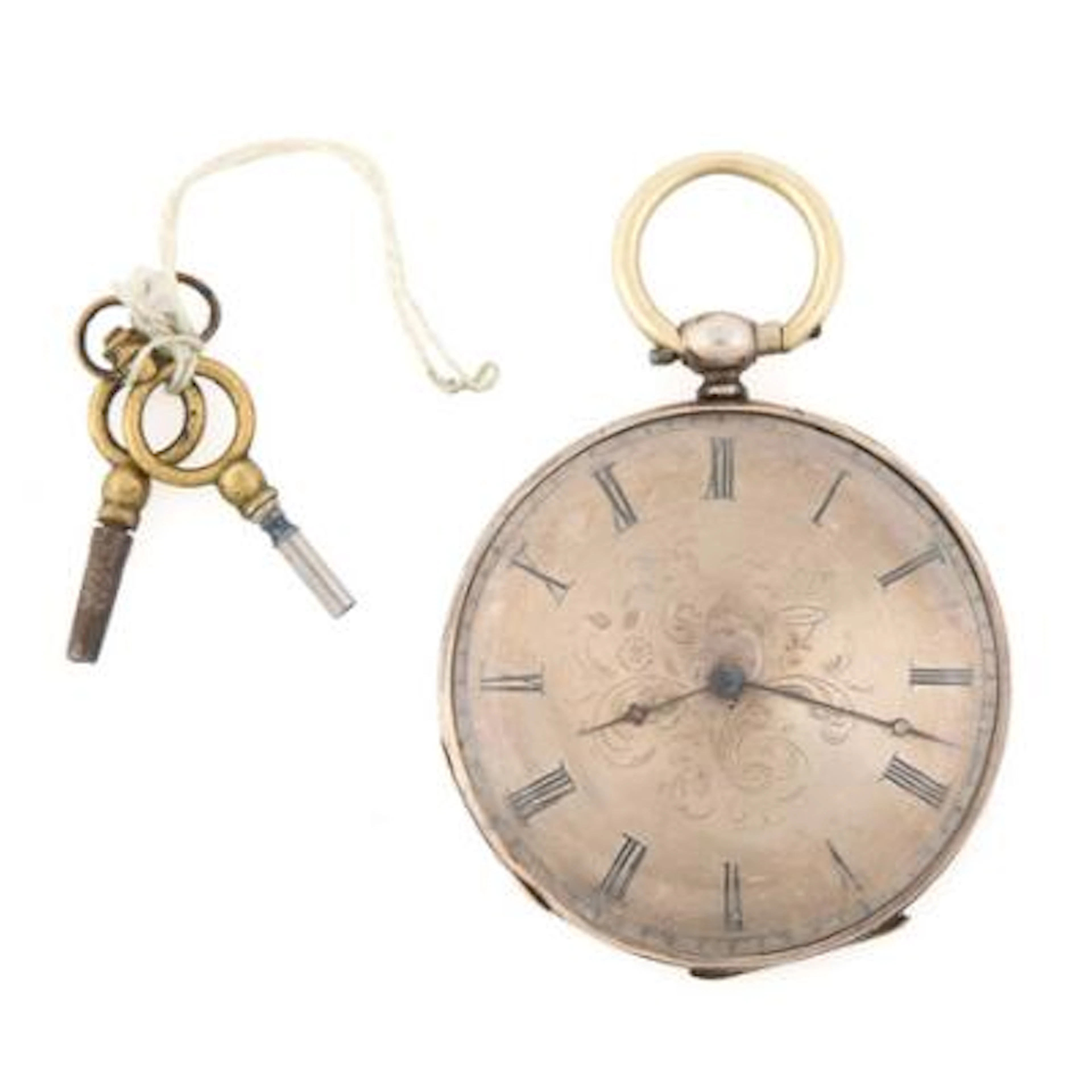 Pocket watch of silver. Mechanical movement with cylinder escapement