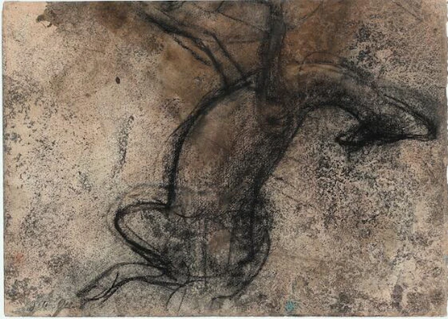 John Olsen: "Svedetegning". Signed John Olsen 08. Mixed media on paper.