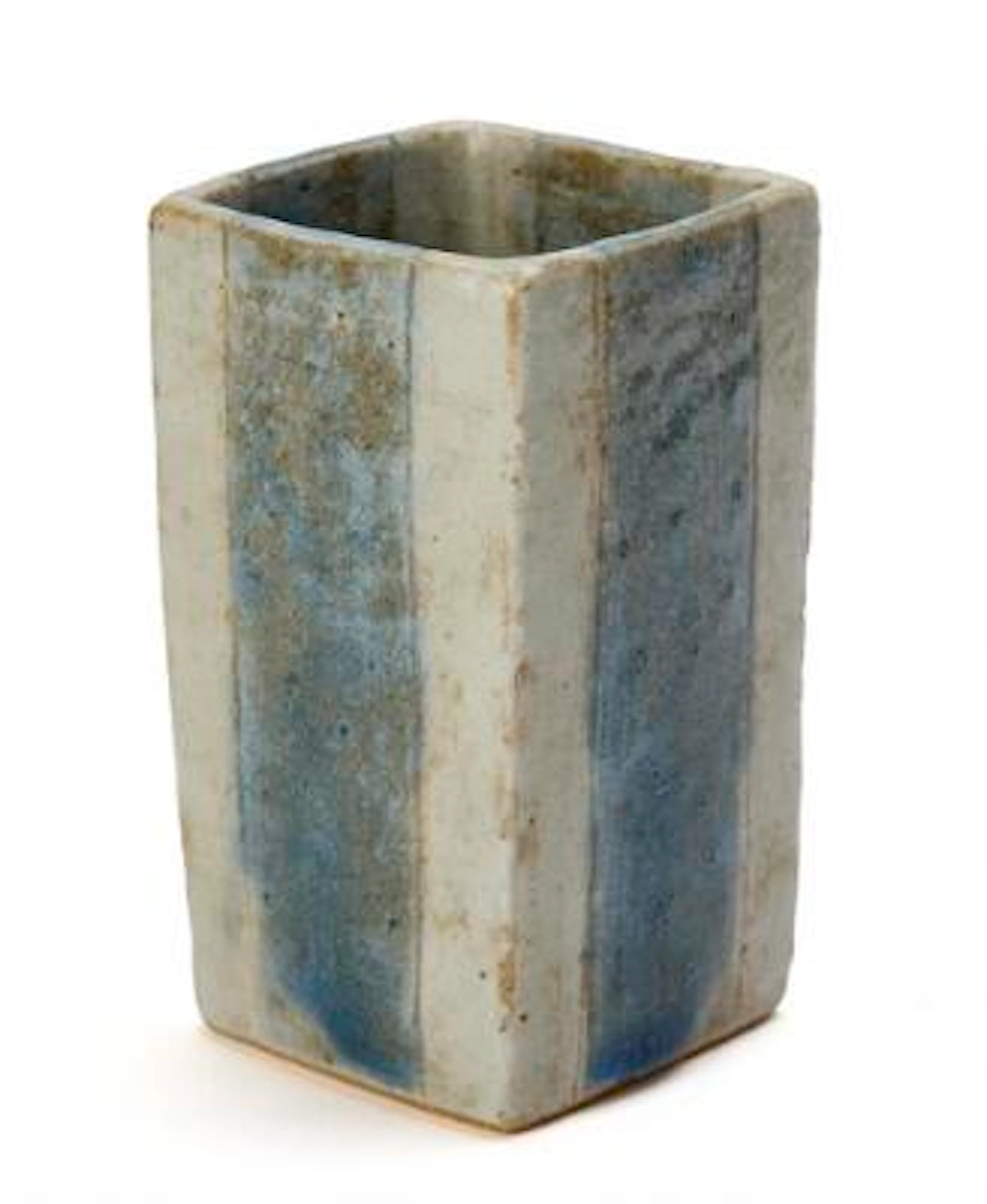 Gertrud Vasegaard: A small, four-sided stoneware vase. Decorated with