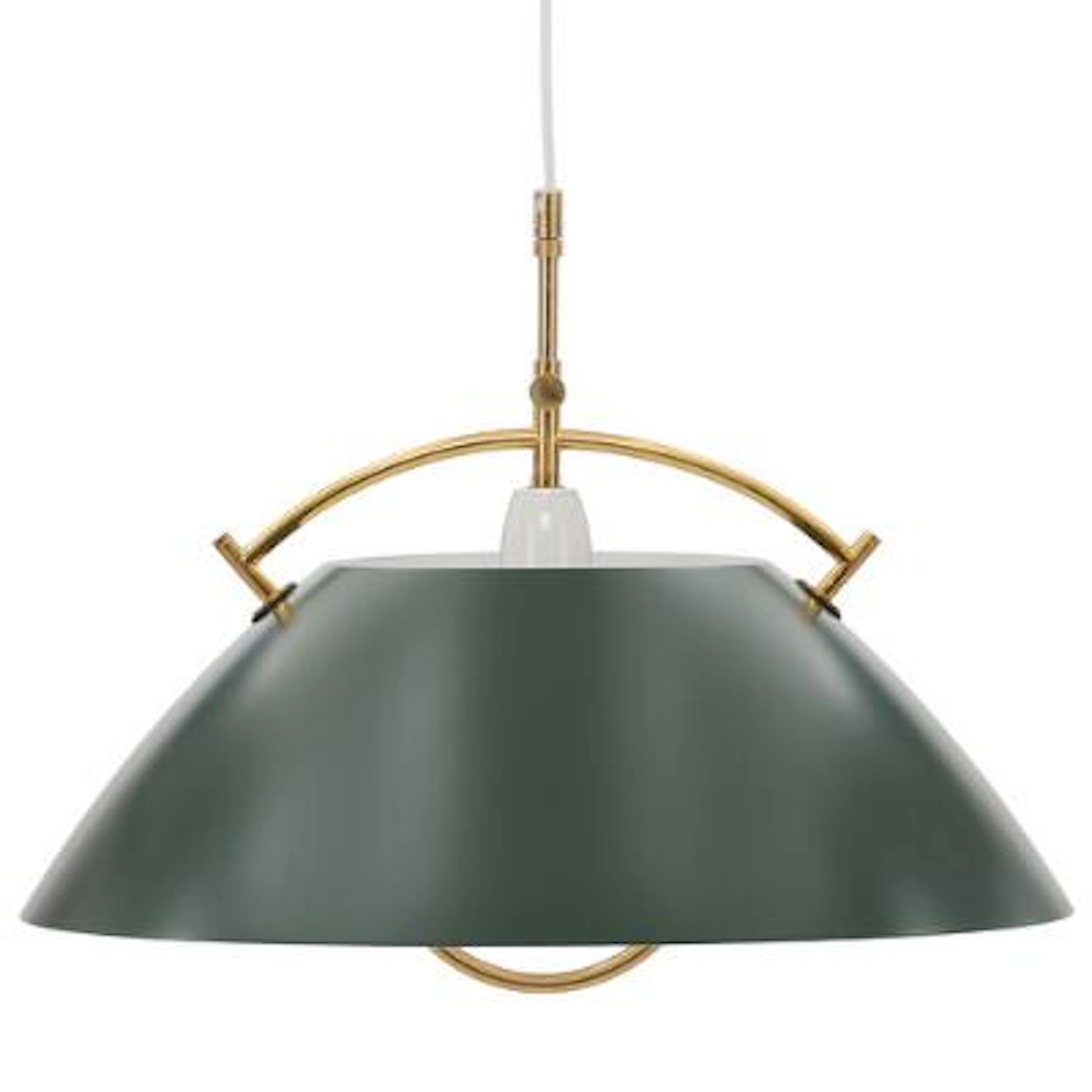Hans J. Wegner: Pendant with guilded mounting. Green lacquered shade.