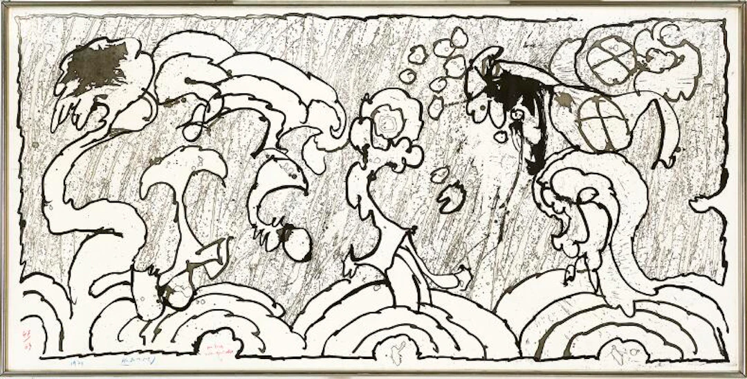 Pierre Alechinsky: "Ombres Occidentales". Signed Alechinsky 1974