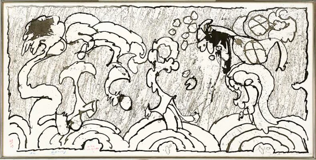 Pierre Alechinsky: "Ombres Occidentales". Signed Alechinsky 1974
