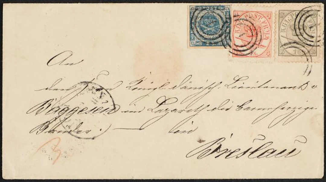 1854. 2 sk. blue and 4 sk. 2.print and 16 sk. 1.print (1864). Totally