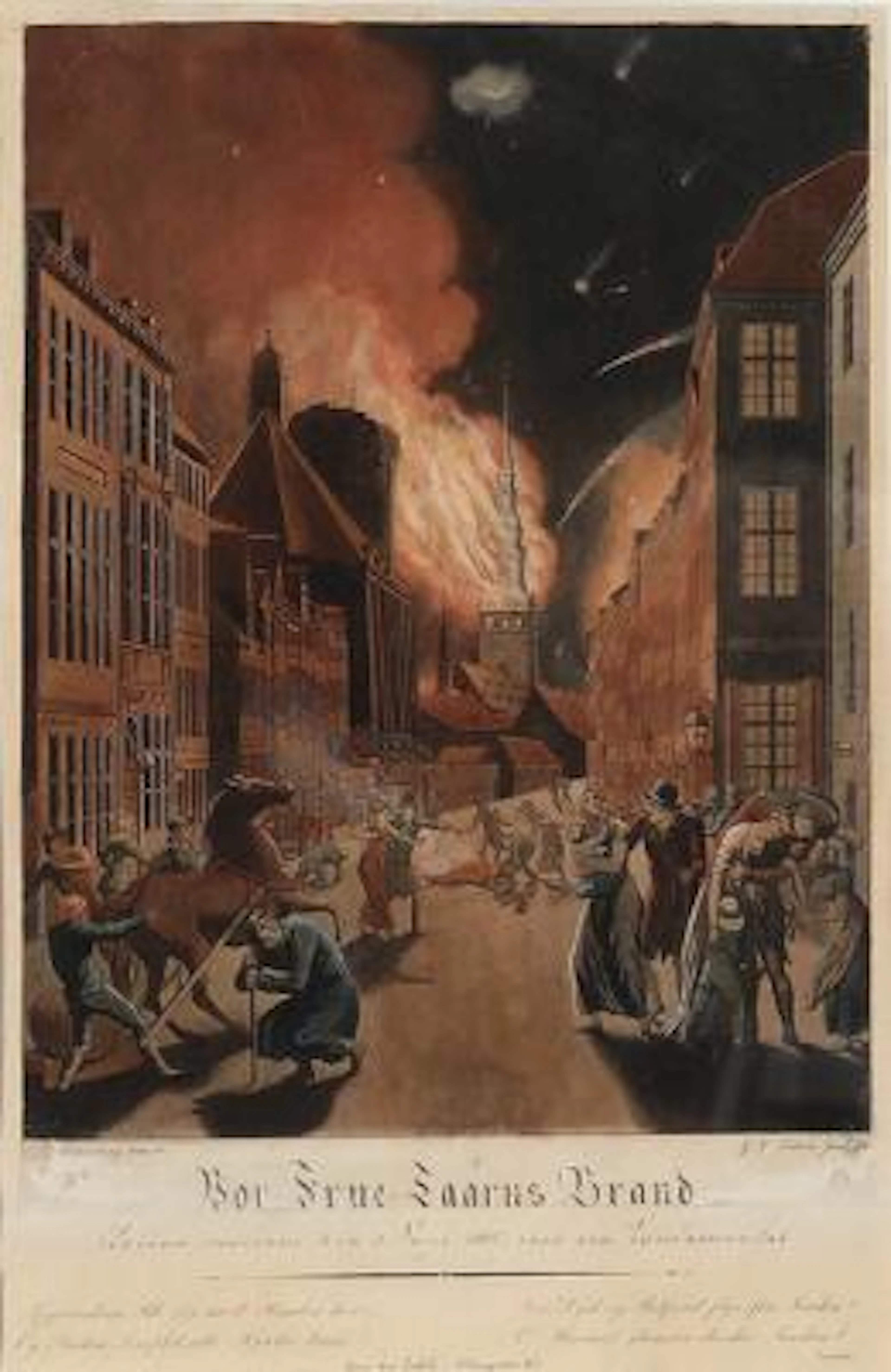 G. L. Lahde, (after C. W. Eckersberg): The fire of the Church of Our