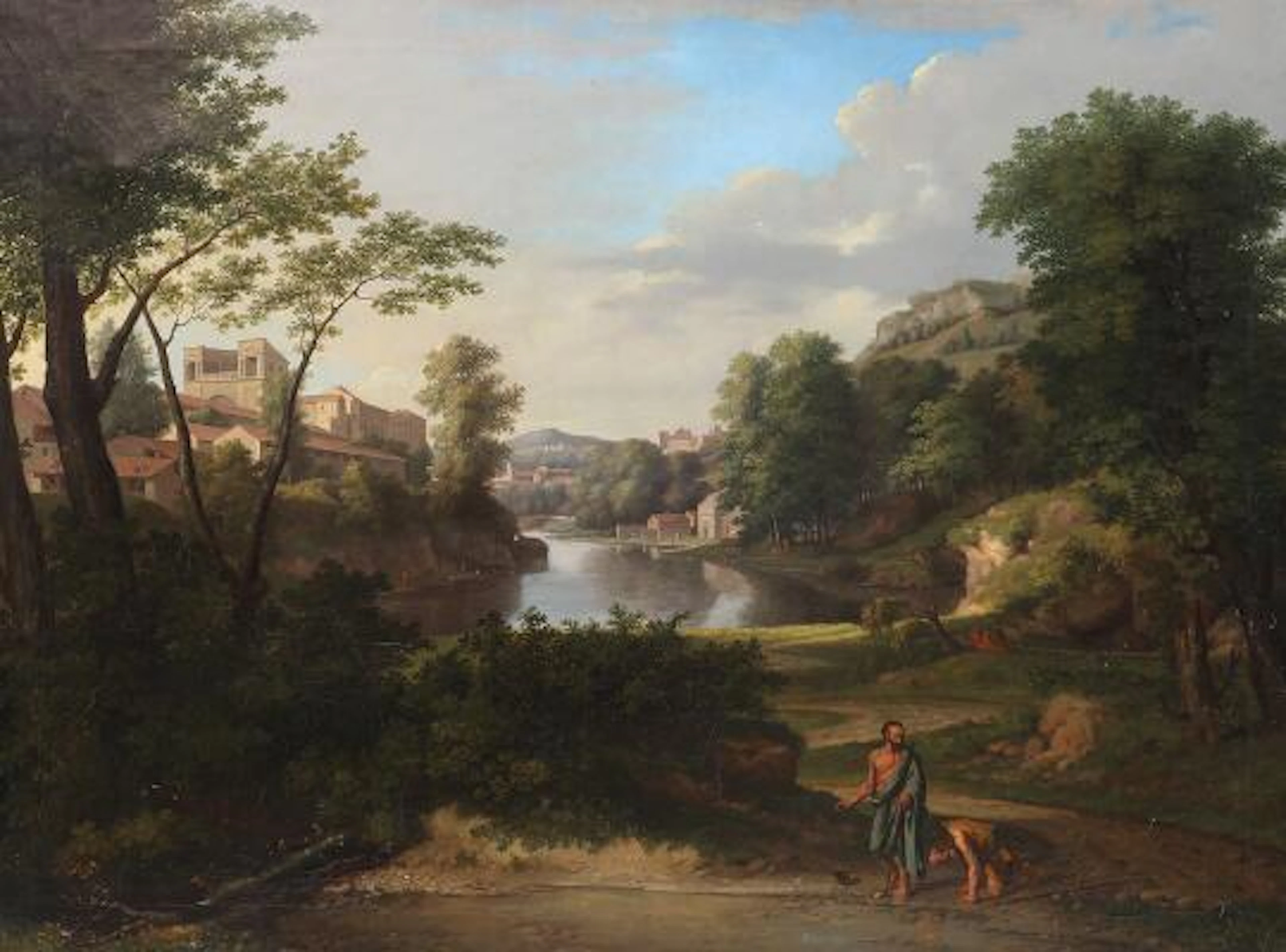 Nicolas Poussin, after, circa 1800: Landscape with Diogenes. Unsigned.