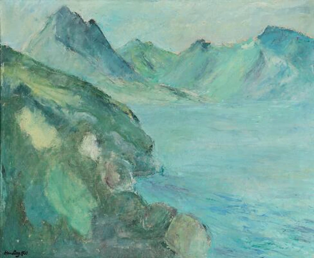 Hans Berg: Motif from Greenland. Signed Hans Berg 1960. Oil on canvas.