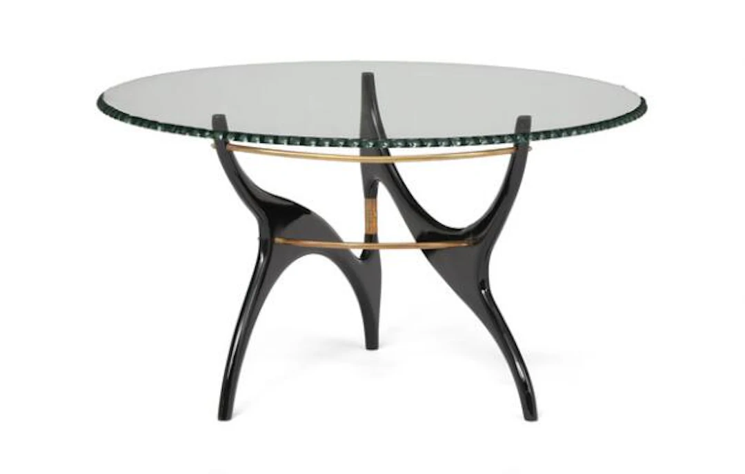 Carlo Enrico Rava: Coffee table with black-lacquered sculptural frame