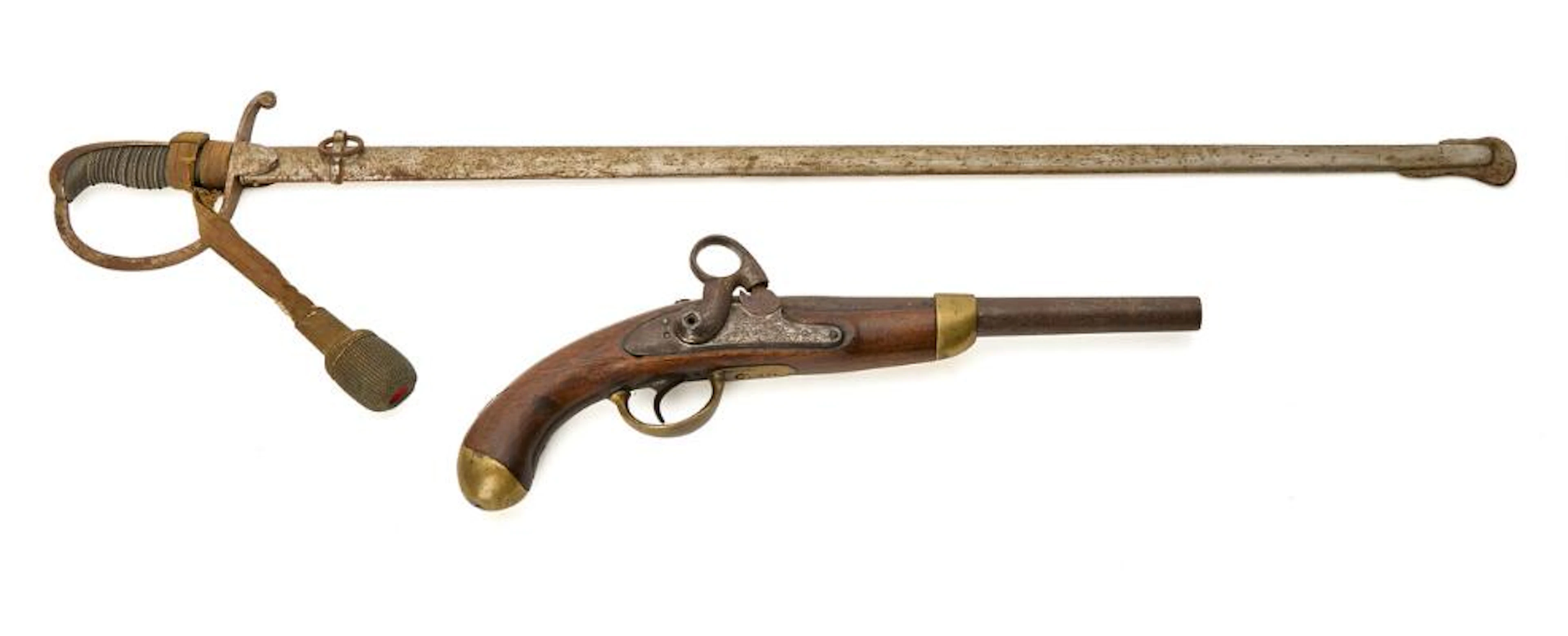 A Danish military pistol pattern 1848 Liege and an officers sword