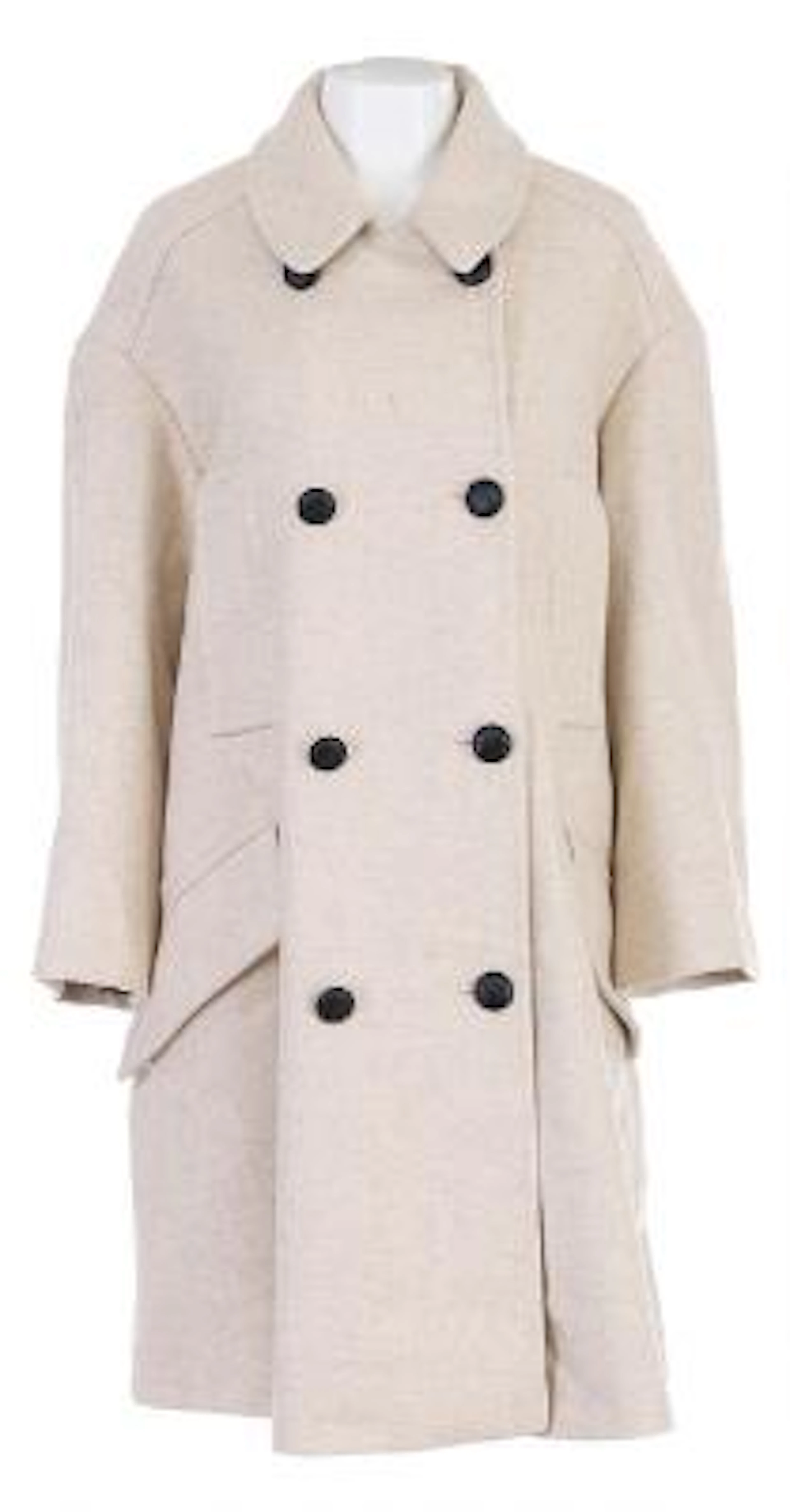 Isabel Marant: A beige coat made of a wool blend with a collar, black