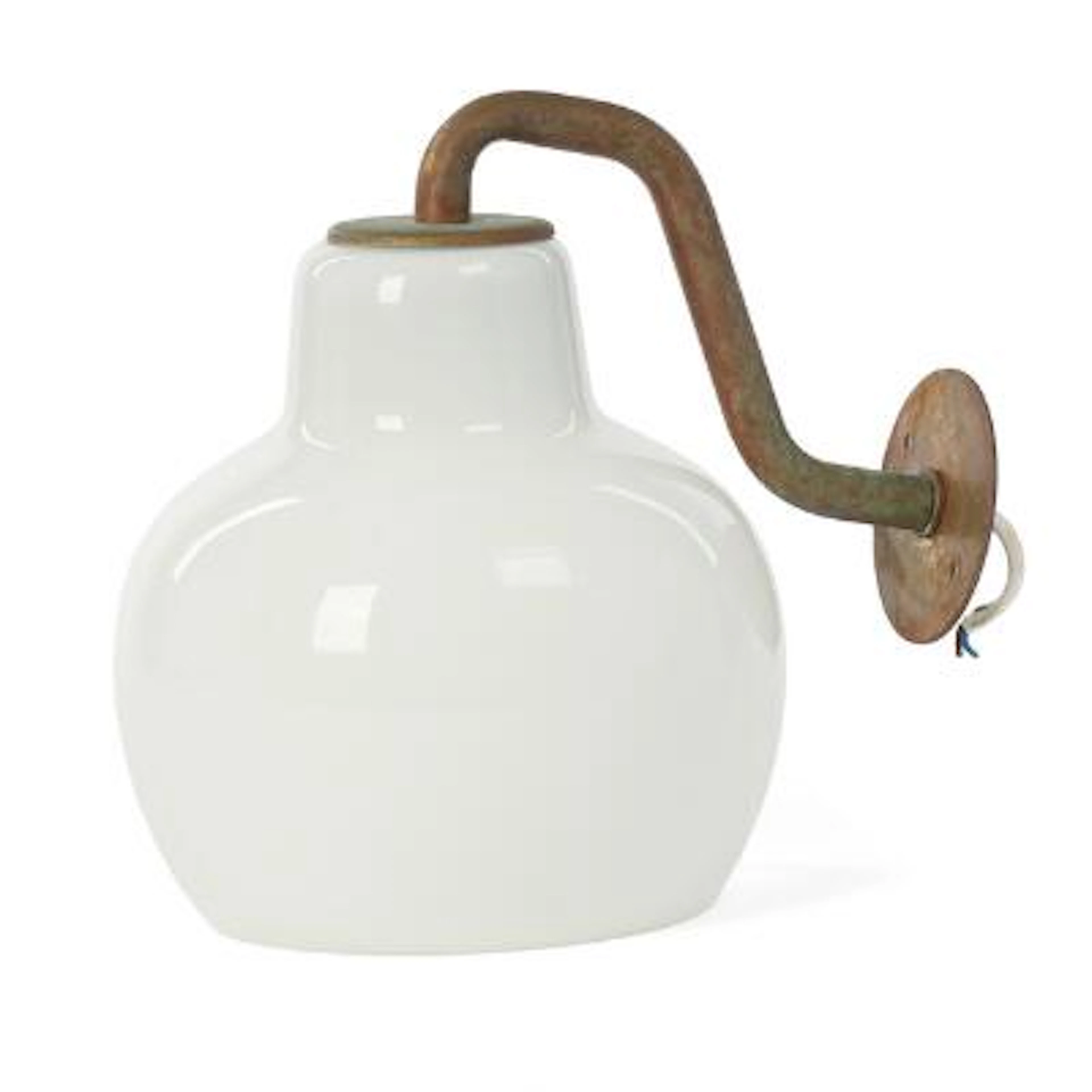 Vilhelm Lauritzen: Brass wall lamp. Glass shade. Manufactured by Louis