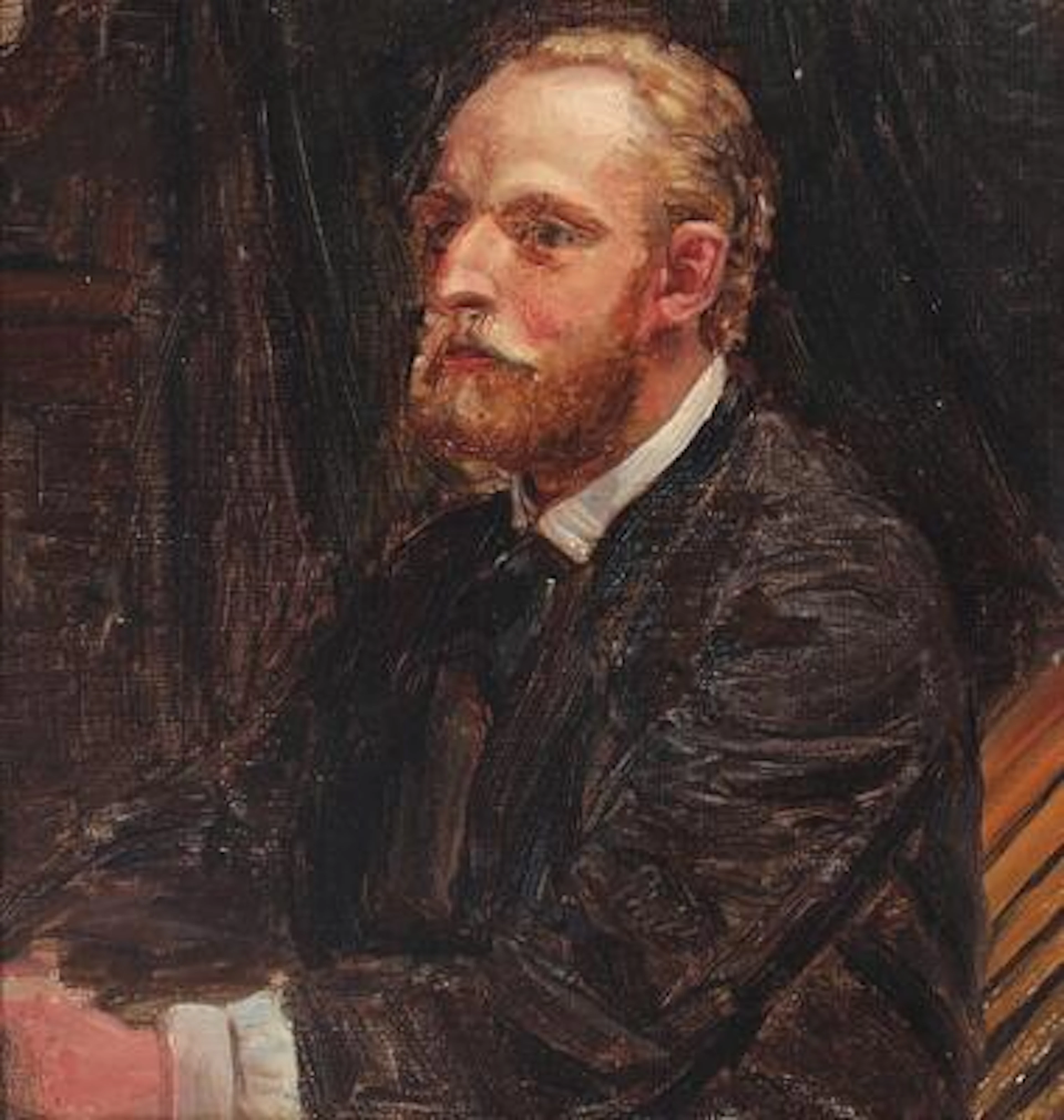 Michael Ancher: Viggo Johansen in his studio. Study. Unsigned. Oil
