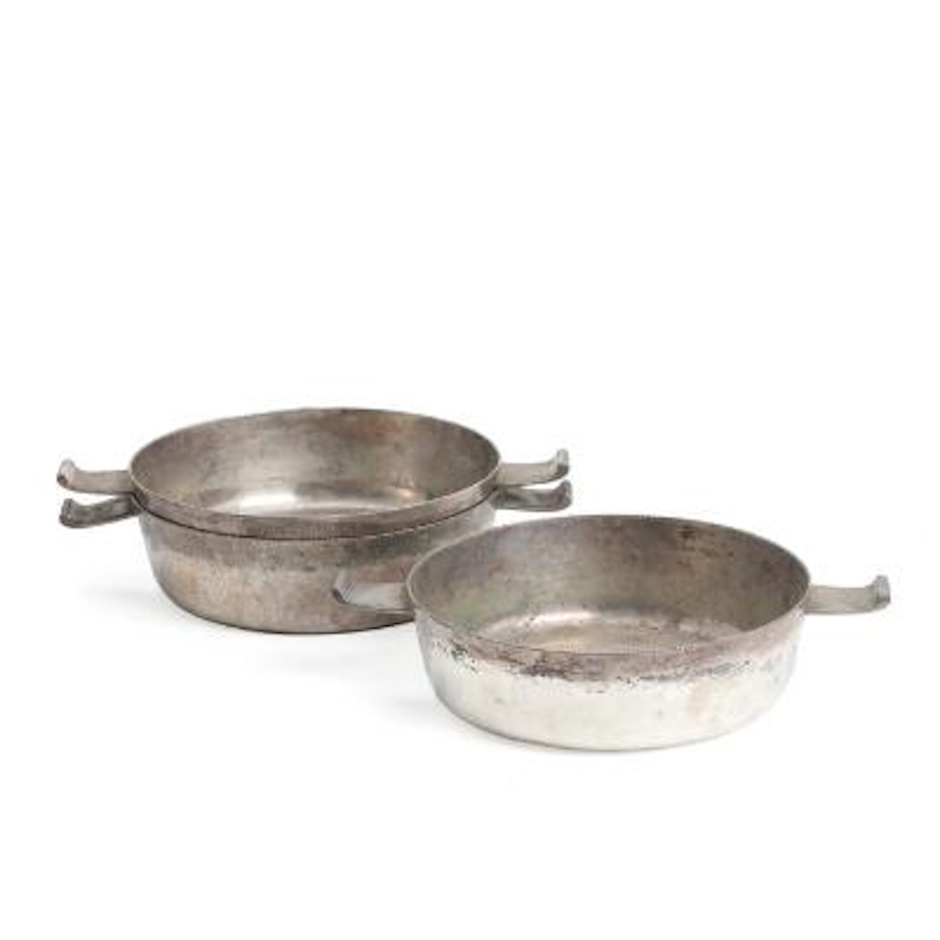 Three large Art Déco silver plate serving bowls. Dansk Forsølvnings