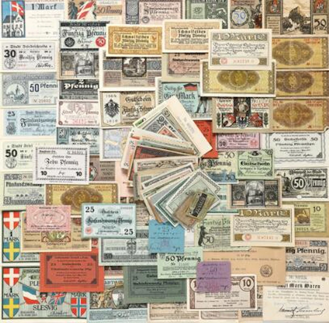 Germany, collection of emergency notes from various cities as well