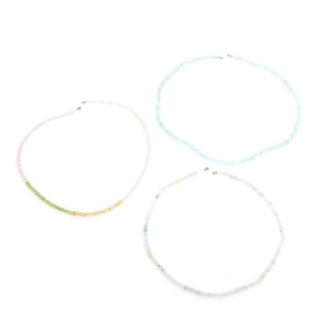Three necklaces with faceted rose quartz, rock crystal a.o. mounted