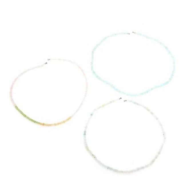 Three necklaces with faceted rose quartz, rock crystal a.o. mounted