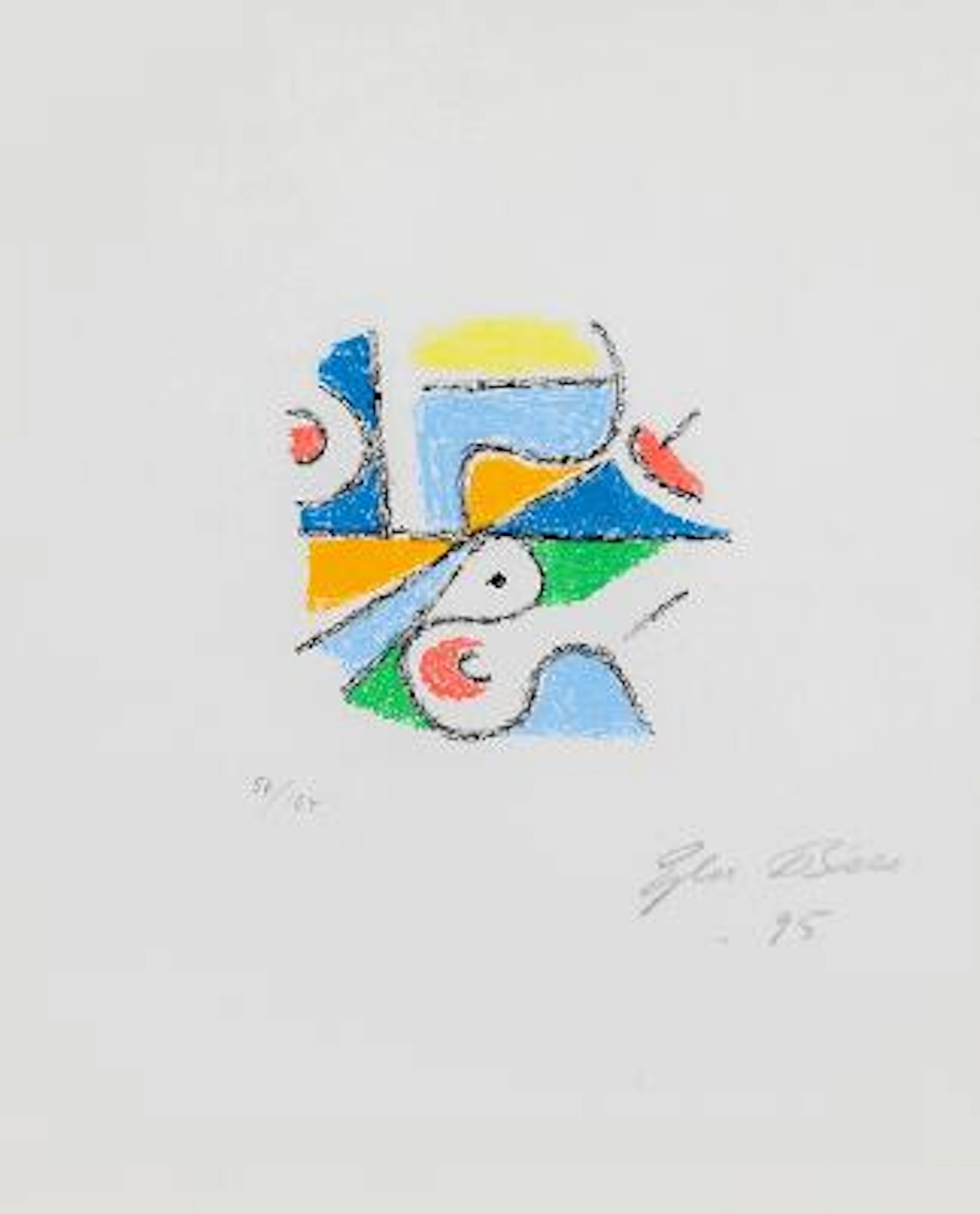 Ejler Bille: "En kunstner en by" and untitled. Signed and dated. Lithograph