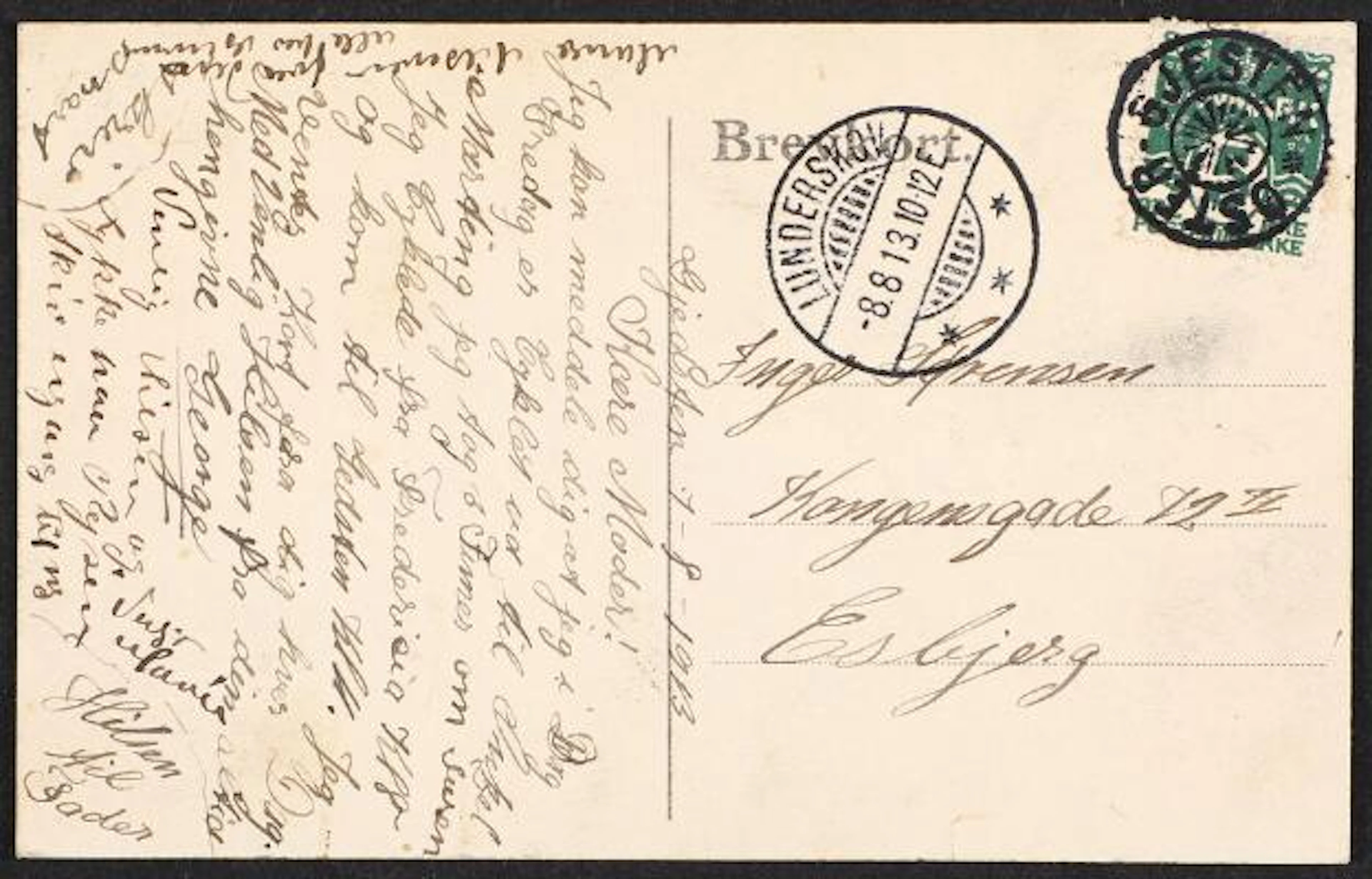 ØSTER-GJESTEN. 1912. Numeral. 5 Øre, dark green. Postcard with star