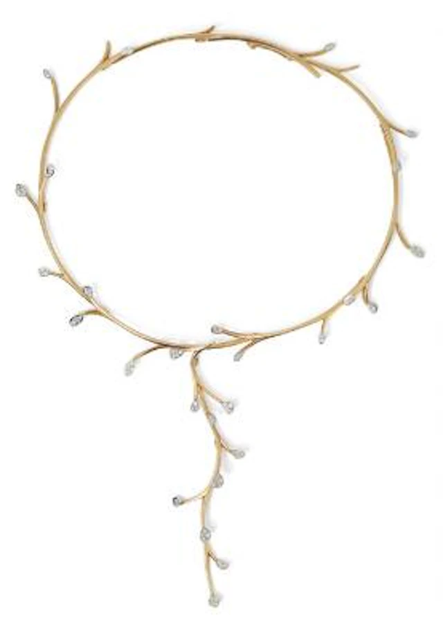 Ole Lynggaard: A "Twig" diamond necklace of 18k gold and white gold.