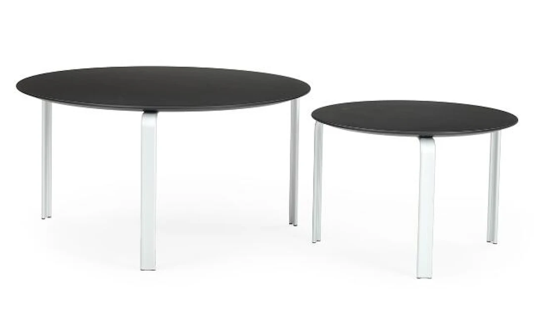 Jørgen H. Møller: Two coffee tables with aluminium legs and black