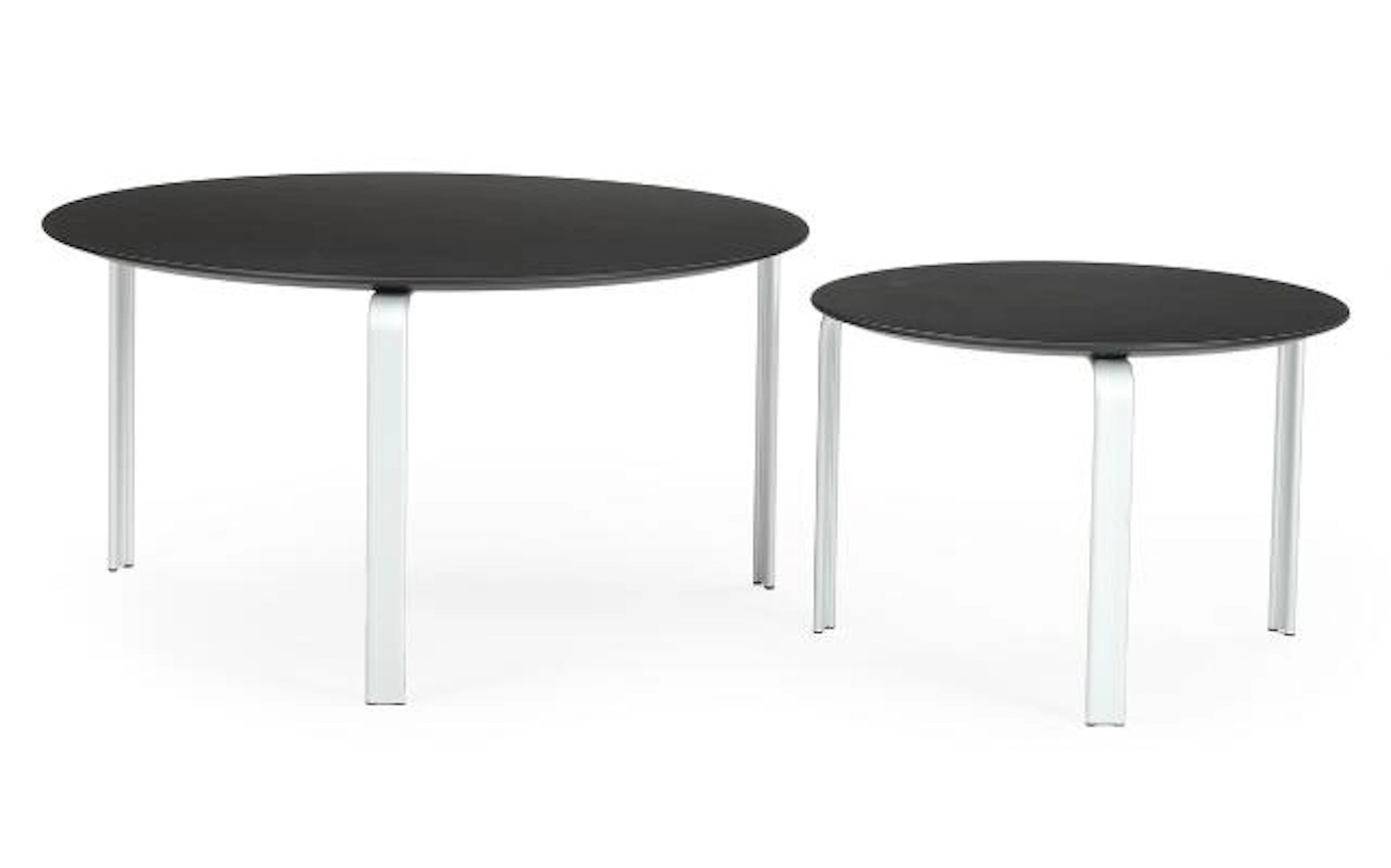 Jørgen H. Møller: Two coffee tables with aluminium legs and black