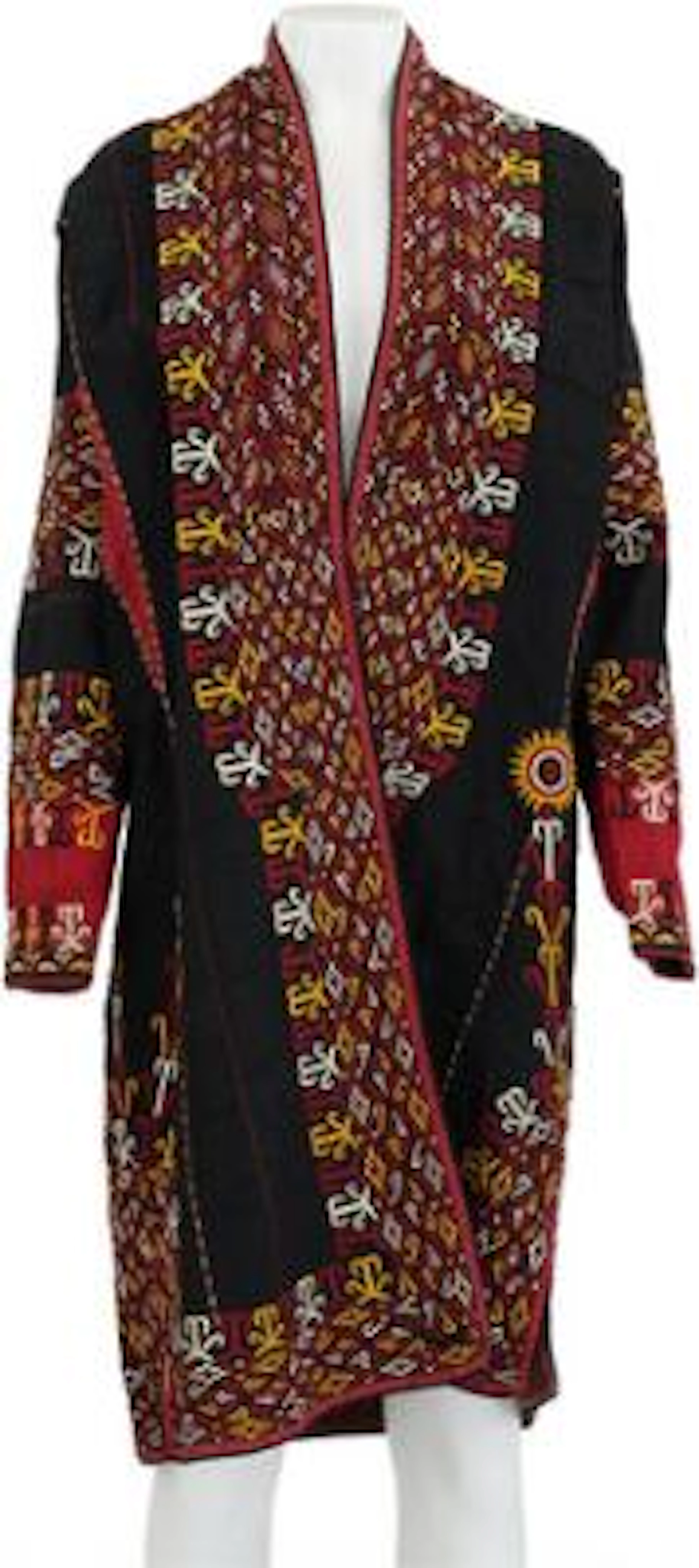 Two Oriental robes. Uzbekistan, embroidered and India, batik print.